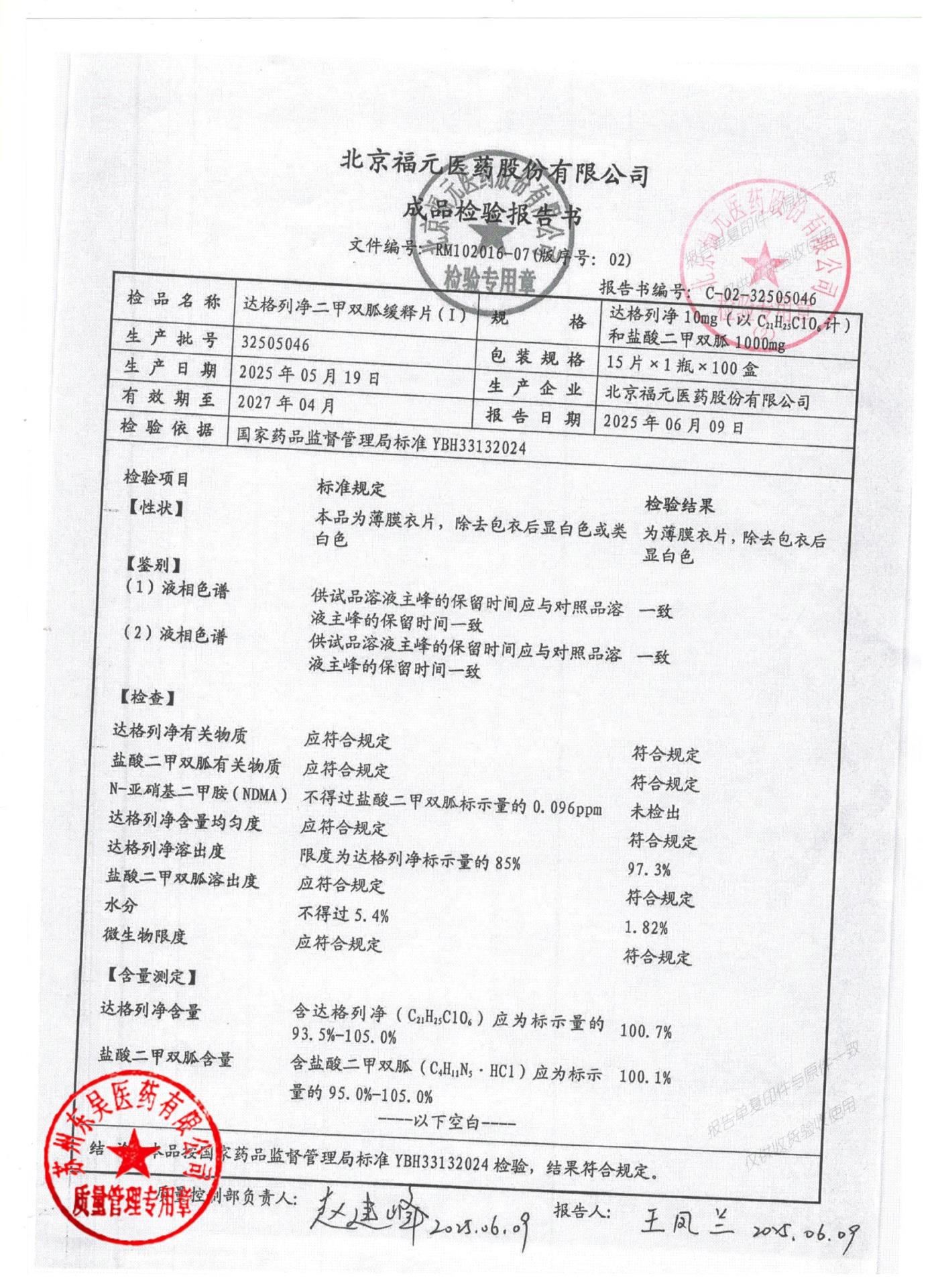 32505046达格列净二甲双胍缓释片