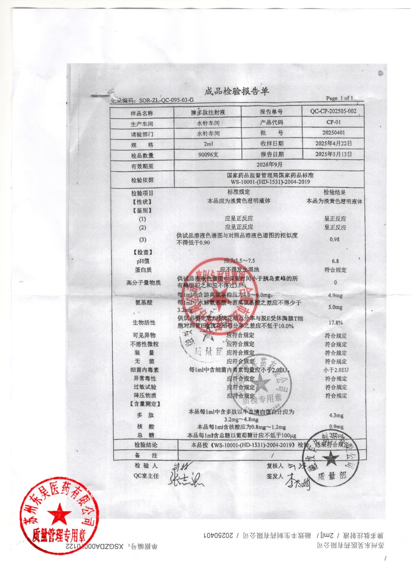20250401脾多肽注射液
