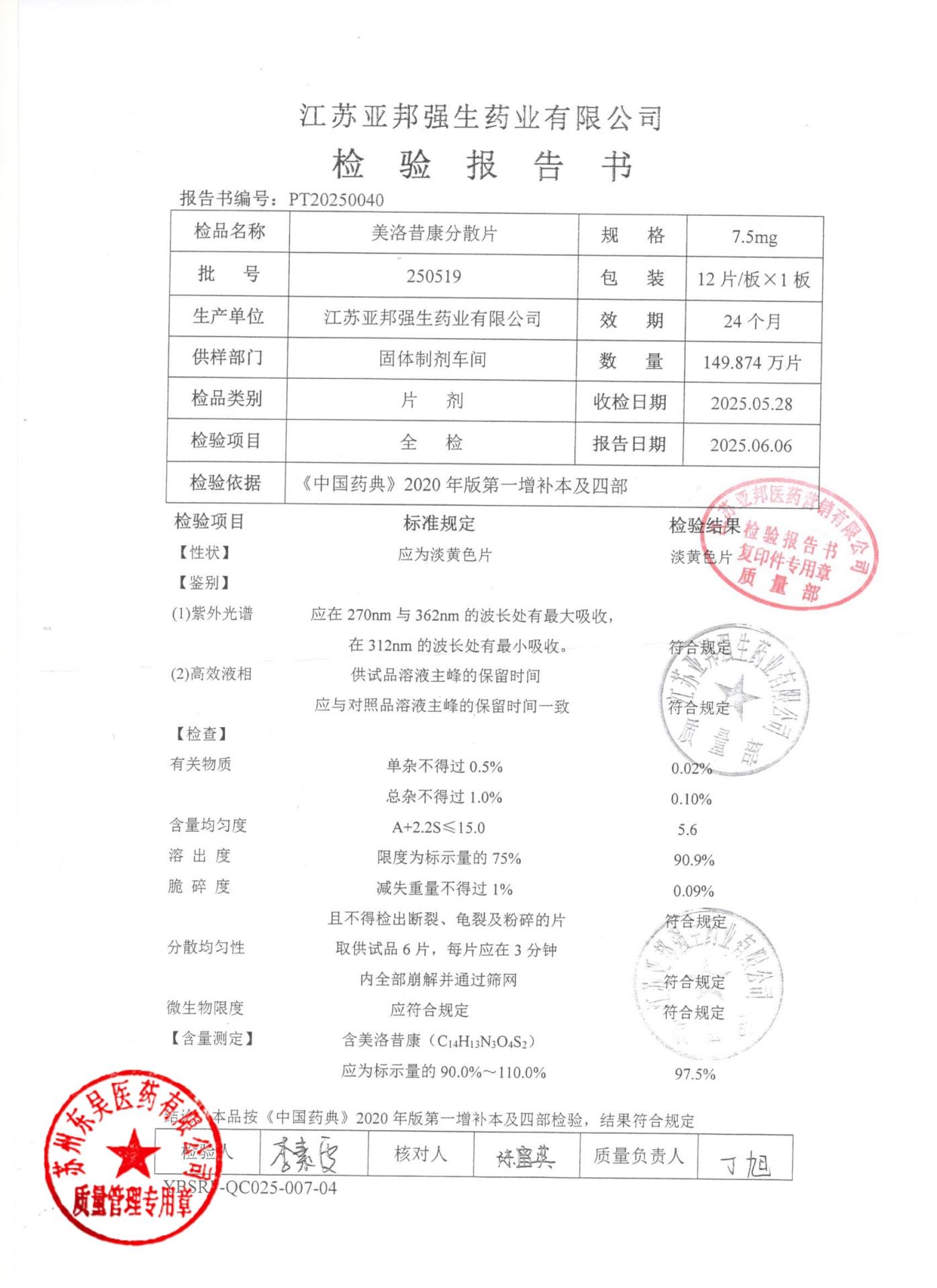 250219美洛昔康分散片