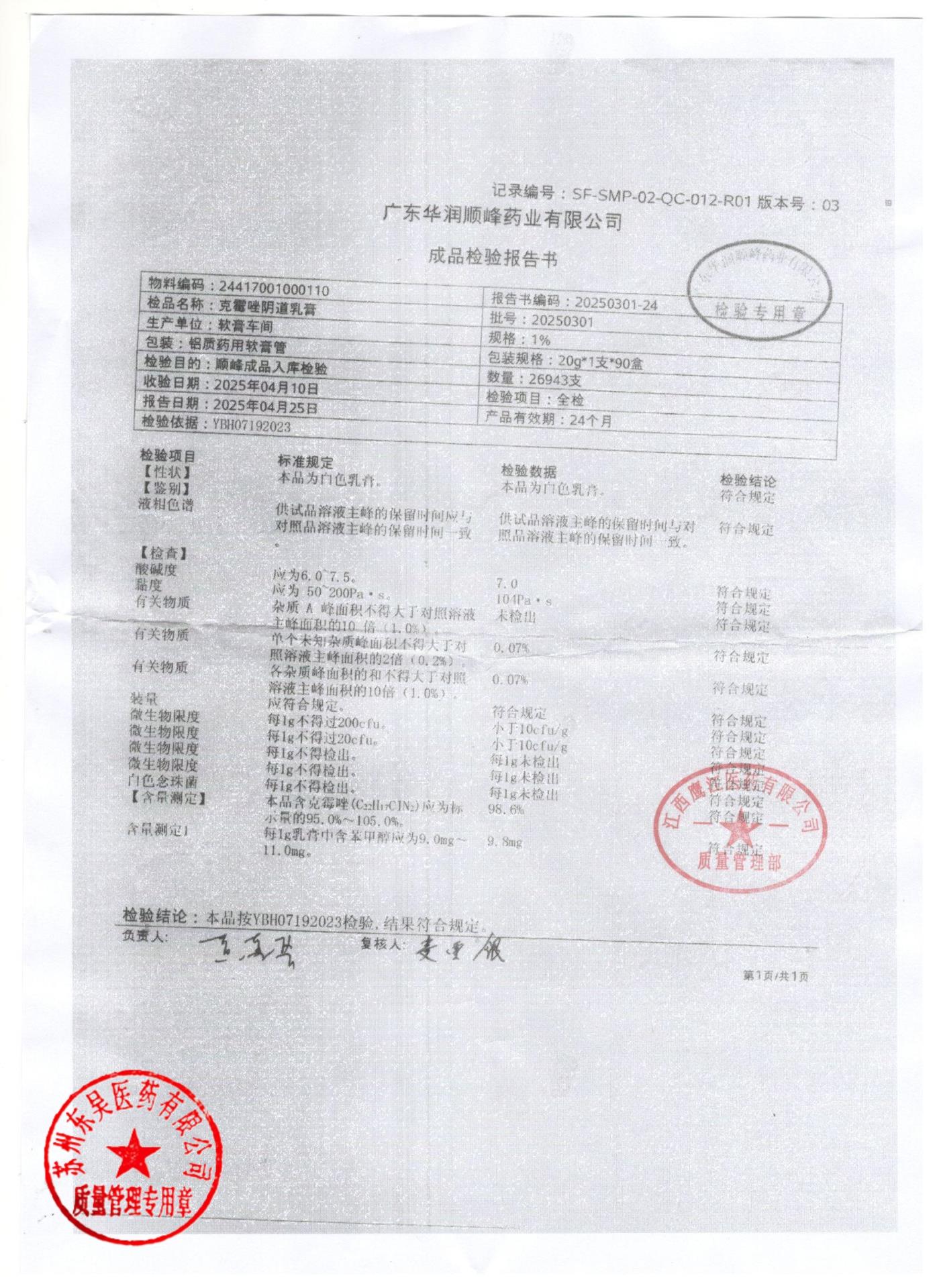 20250301克霉唑阴道乳膏