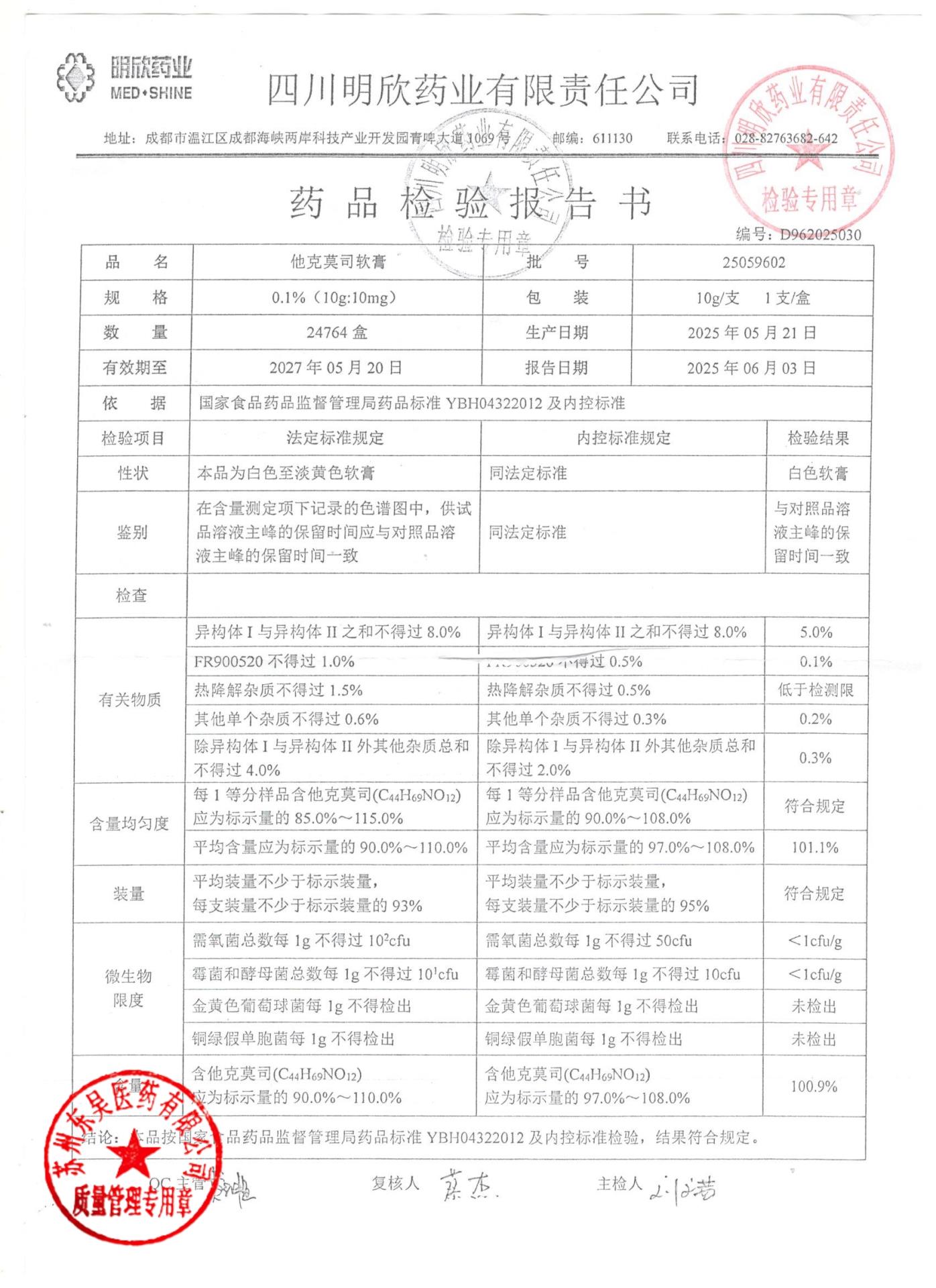 25059602他克莫司软膏