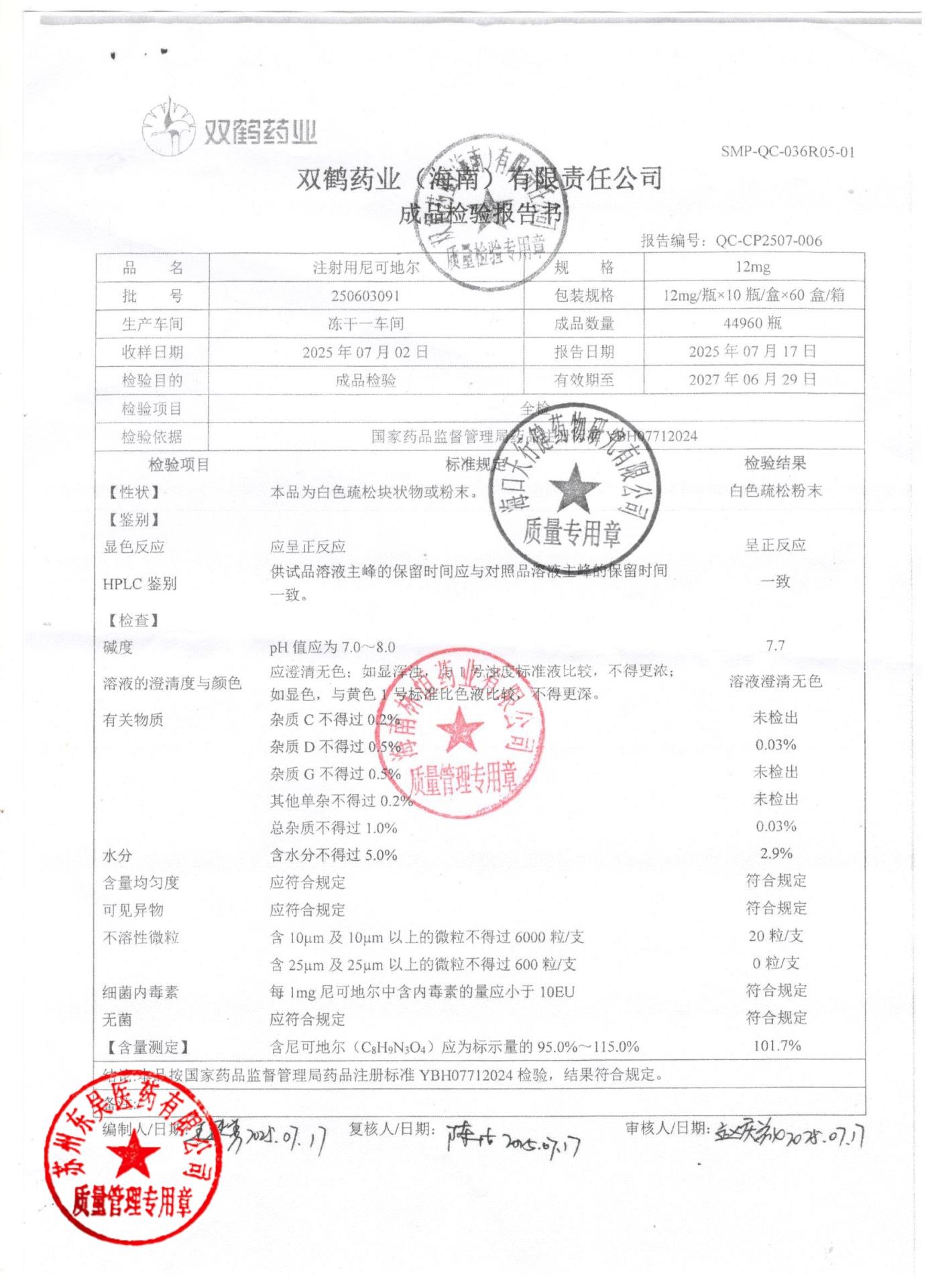 250603091注射用尼可地尔