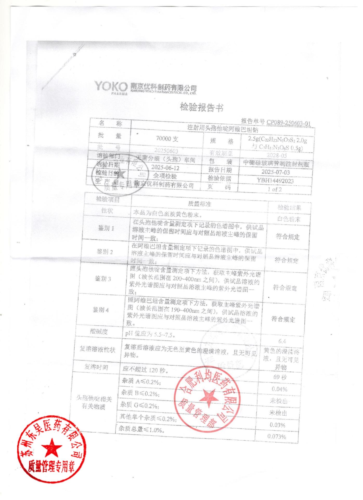 20250603注射用头孢他啶阿维巴坦钠1