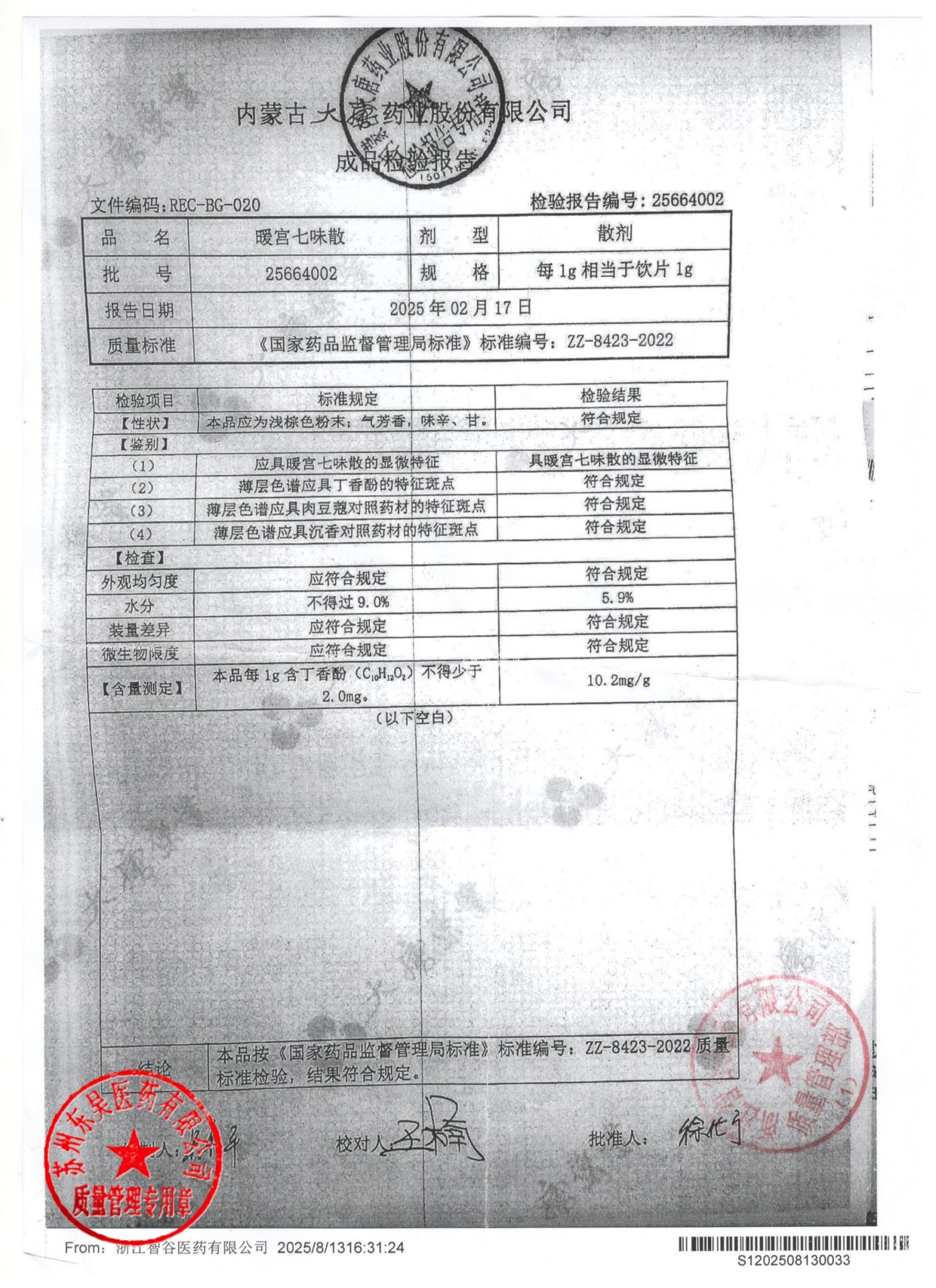 2566402暖宫七味散