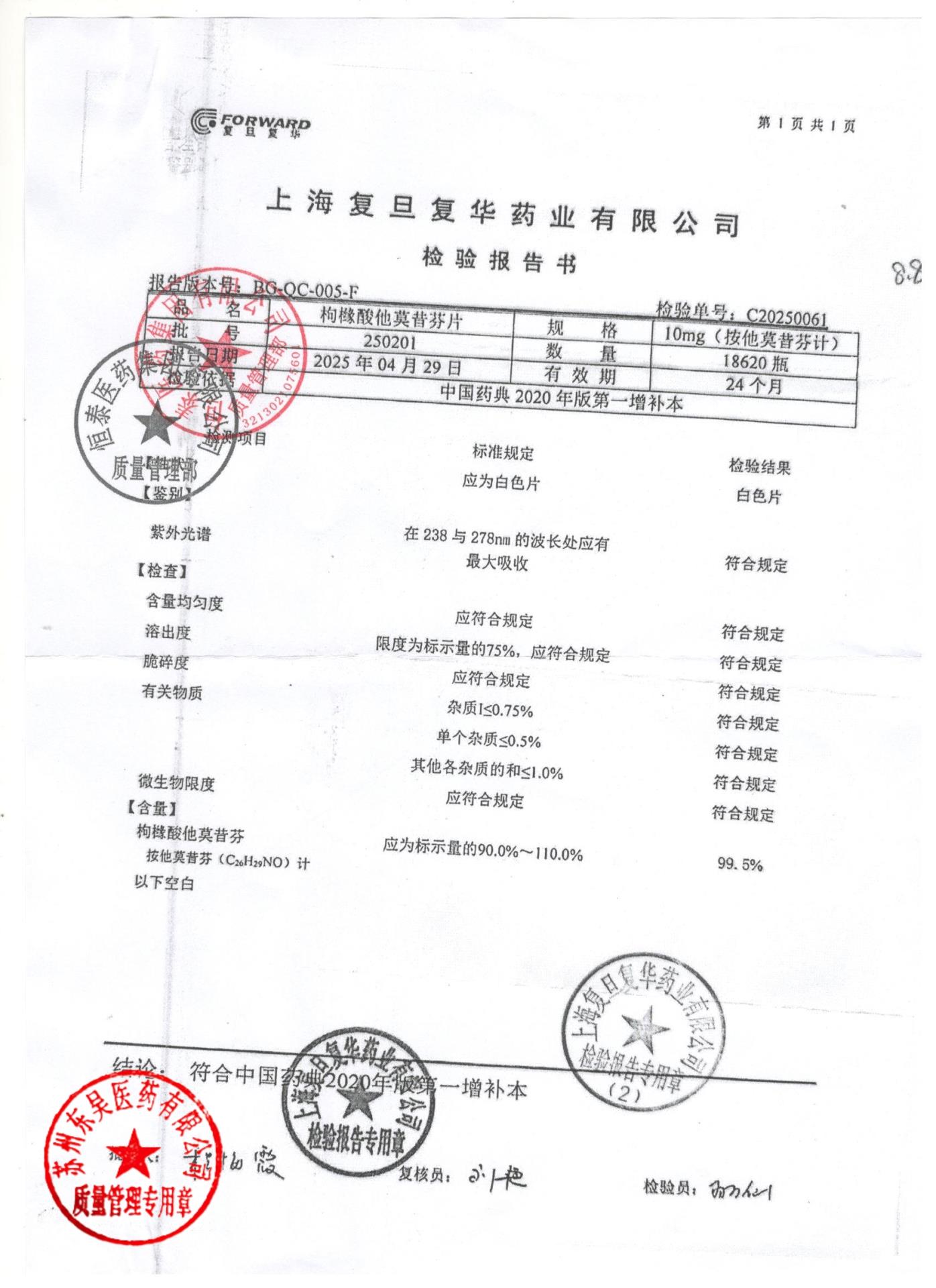 250201枸橼酸他莫昔芬片