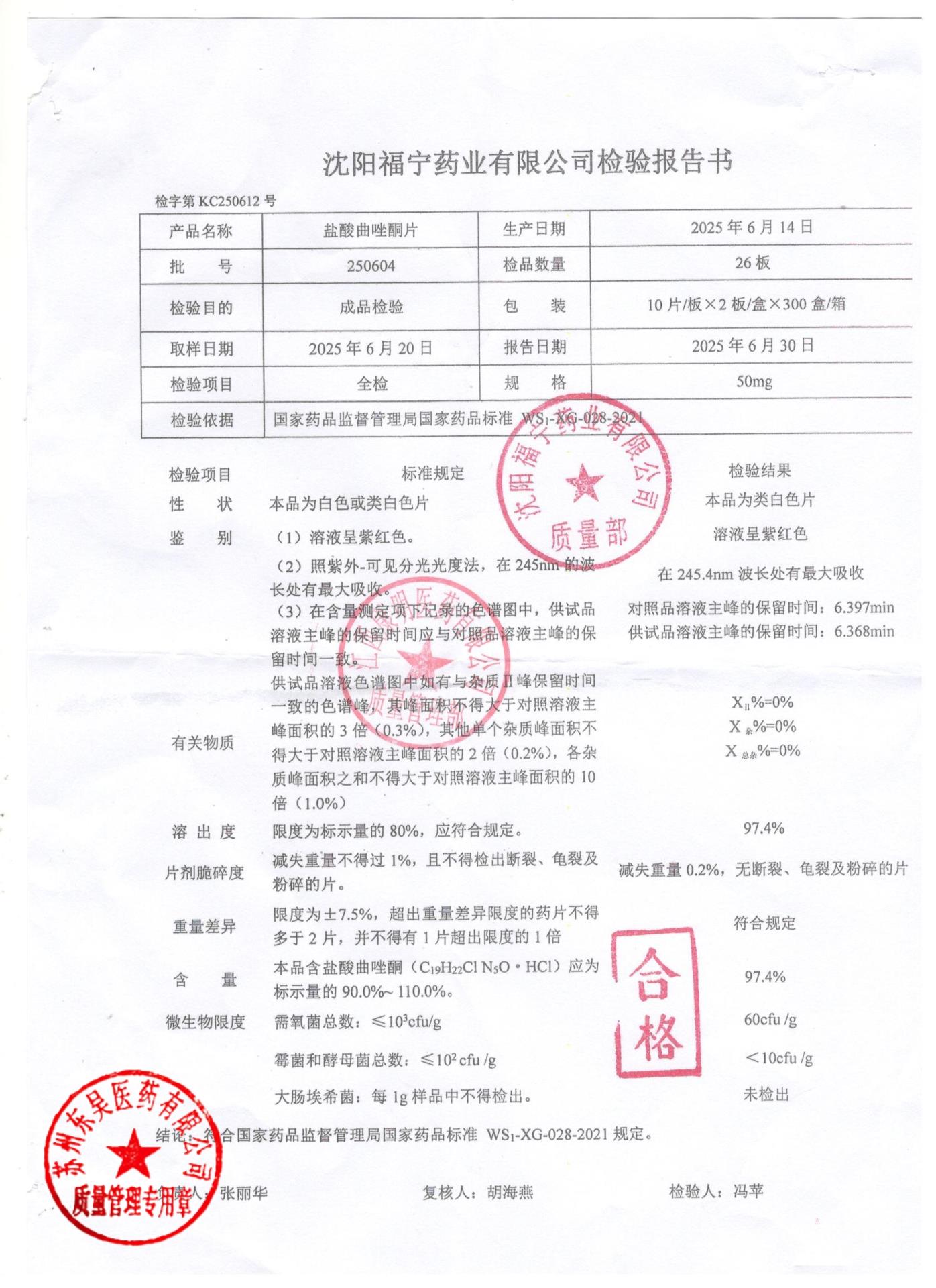 250604盐酸曲唑酮片