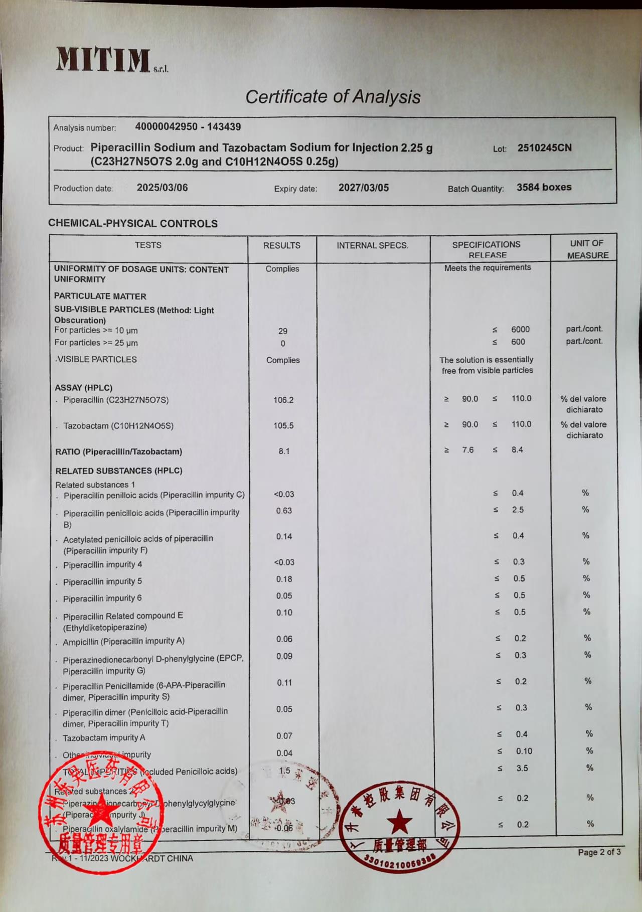 25120245CN注射用哌拉西林钠他唑巴坦钠2
