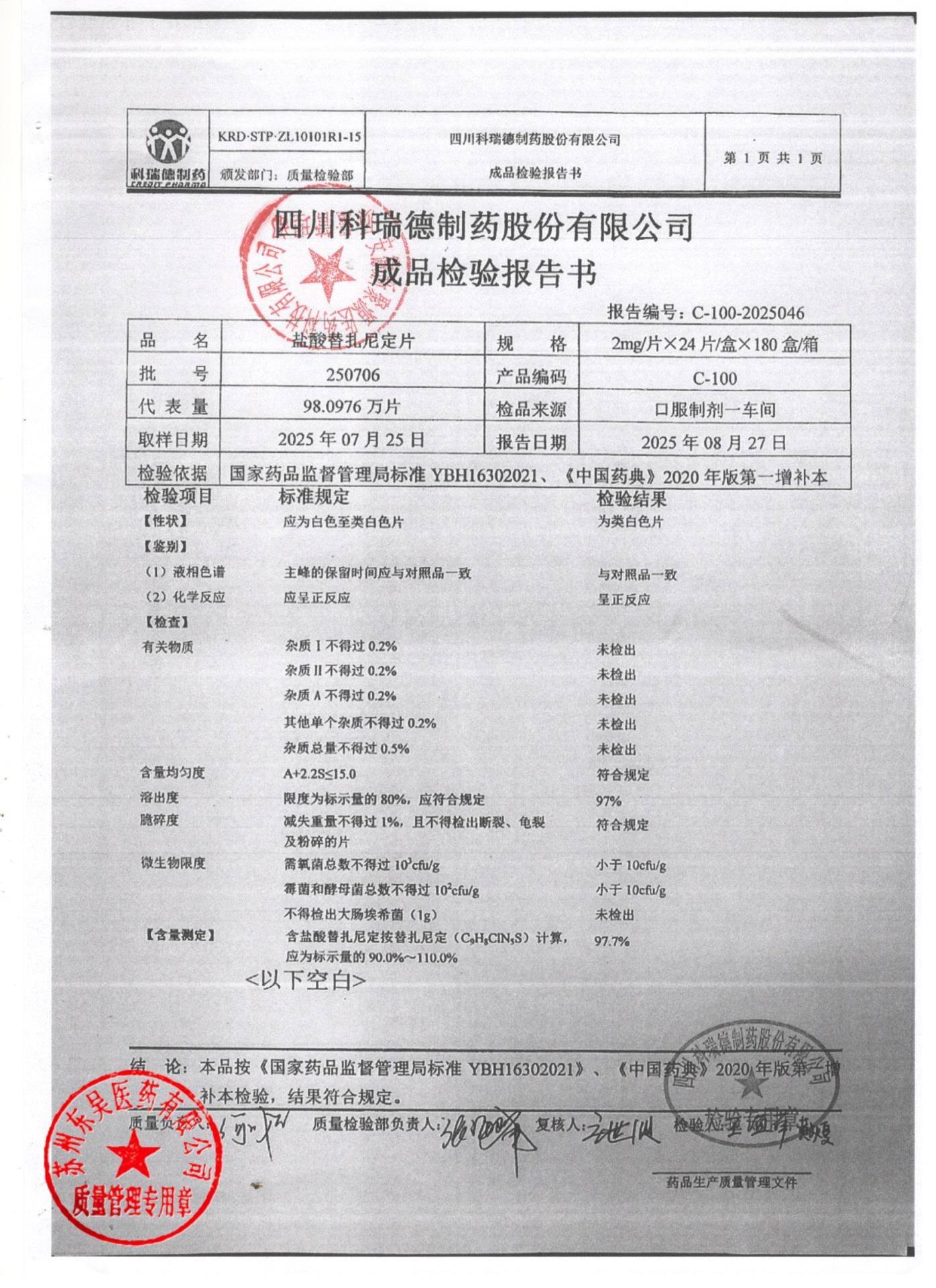 250706盐酸替扎尼定片