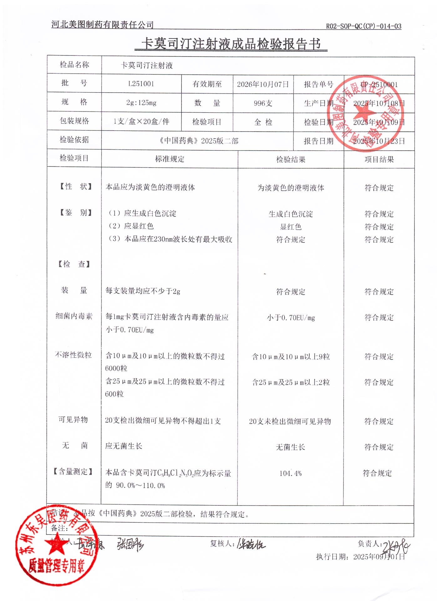 L251001卡莫司汀注射液