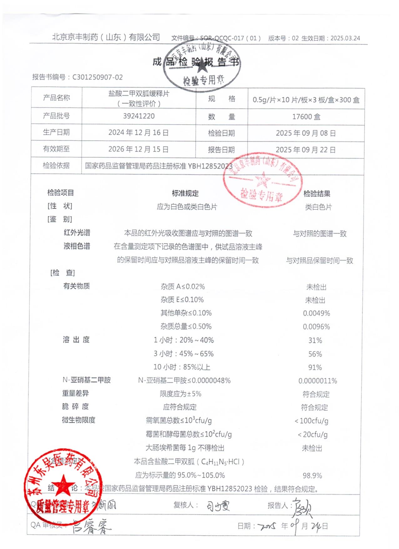 39241220盐酸二甲双胍缓释片