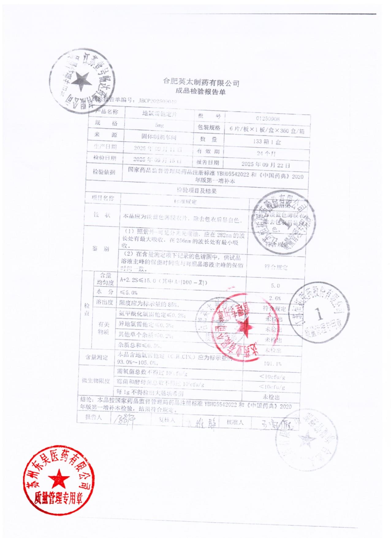 01250908地氯雷他定片