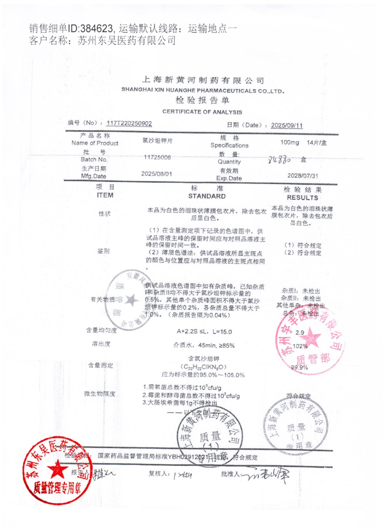 11725006氯沙坦钾片