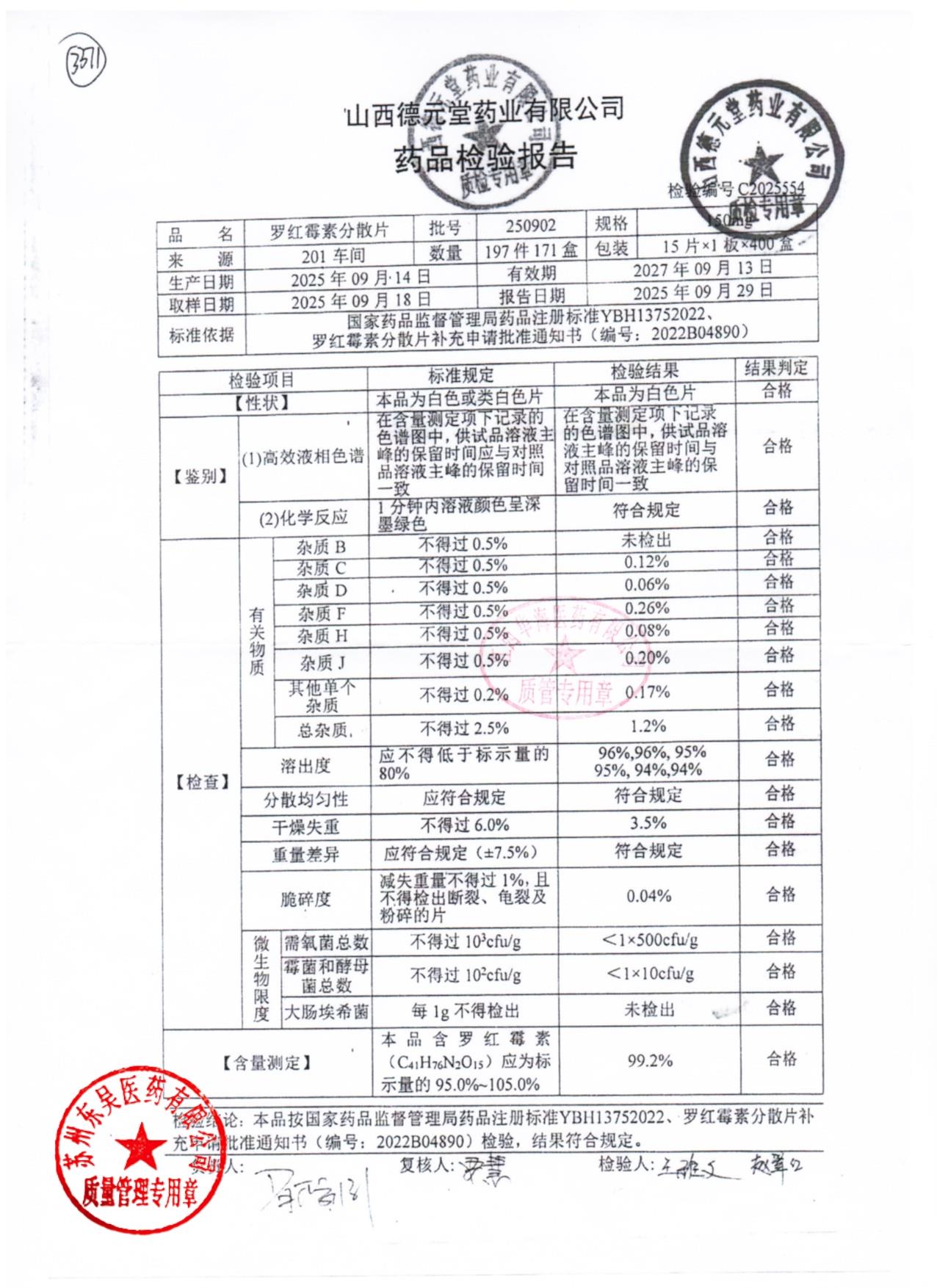 250902罗红霉素分散片