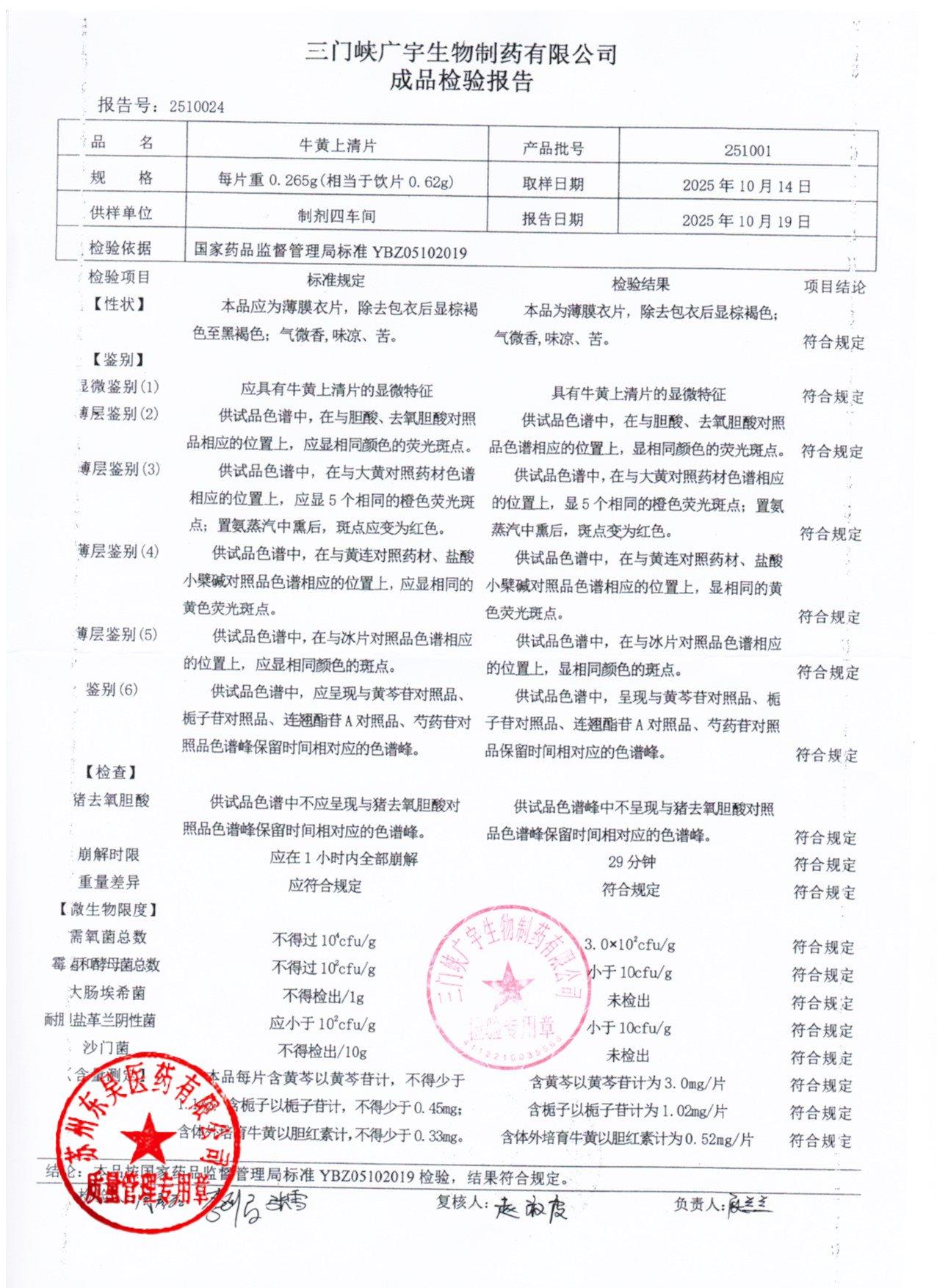 251001牛黄上清片