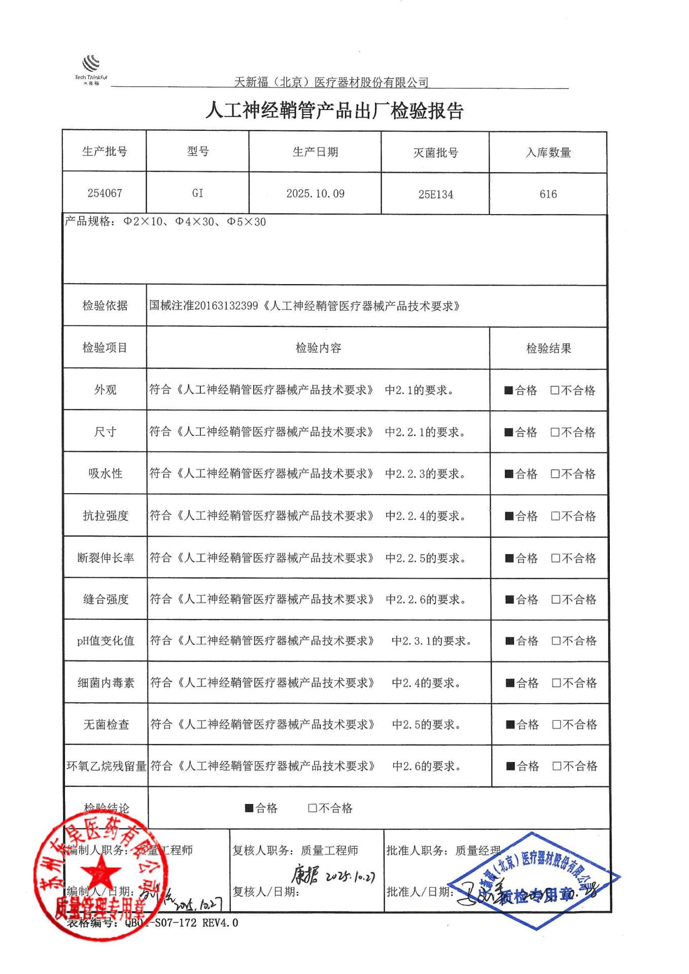 254067人工神经鞘管