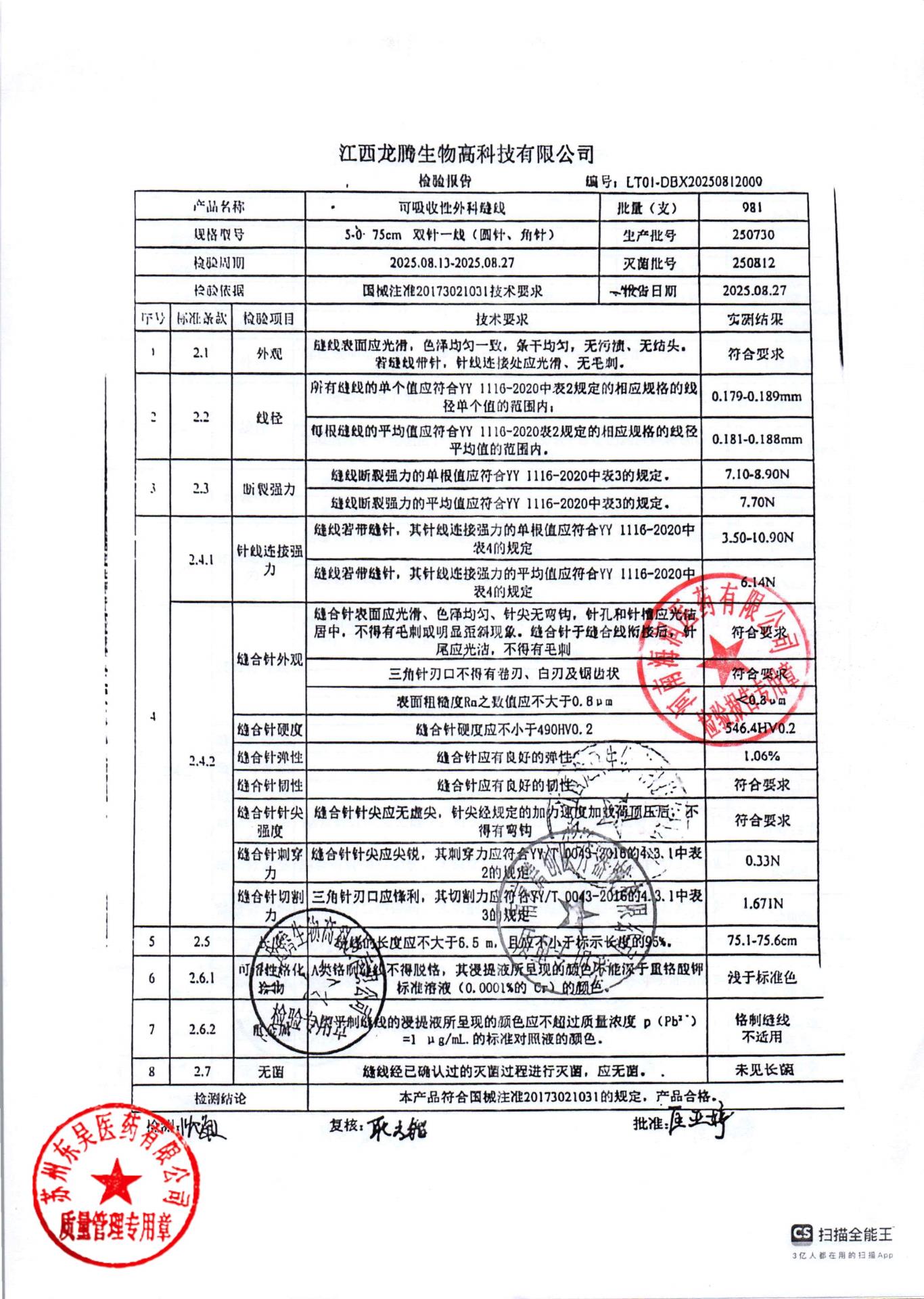 250730可吸收性外科缝线