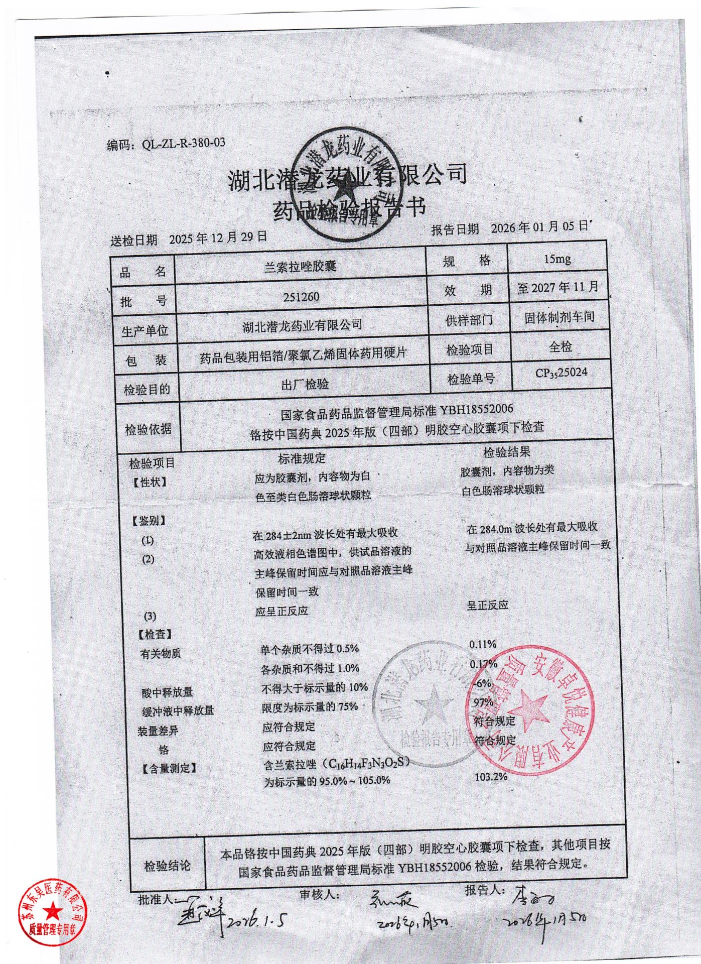 251260兰索拉唑胶囊