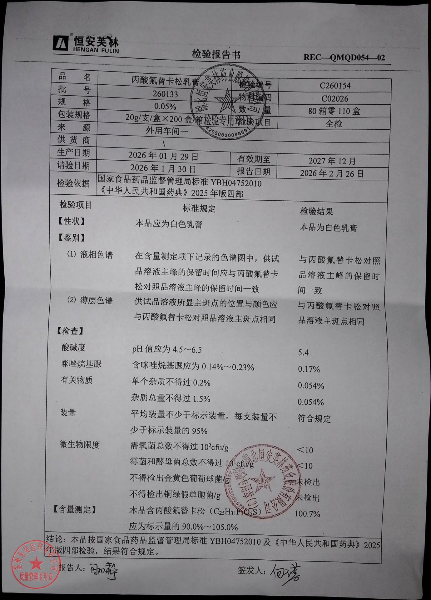 260133丙酸氟替卡松乳膏