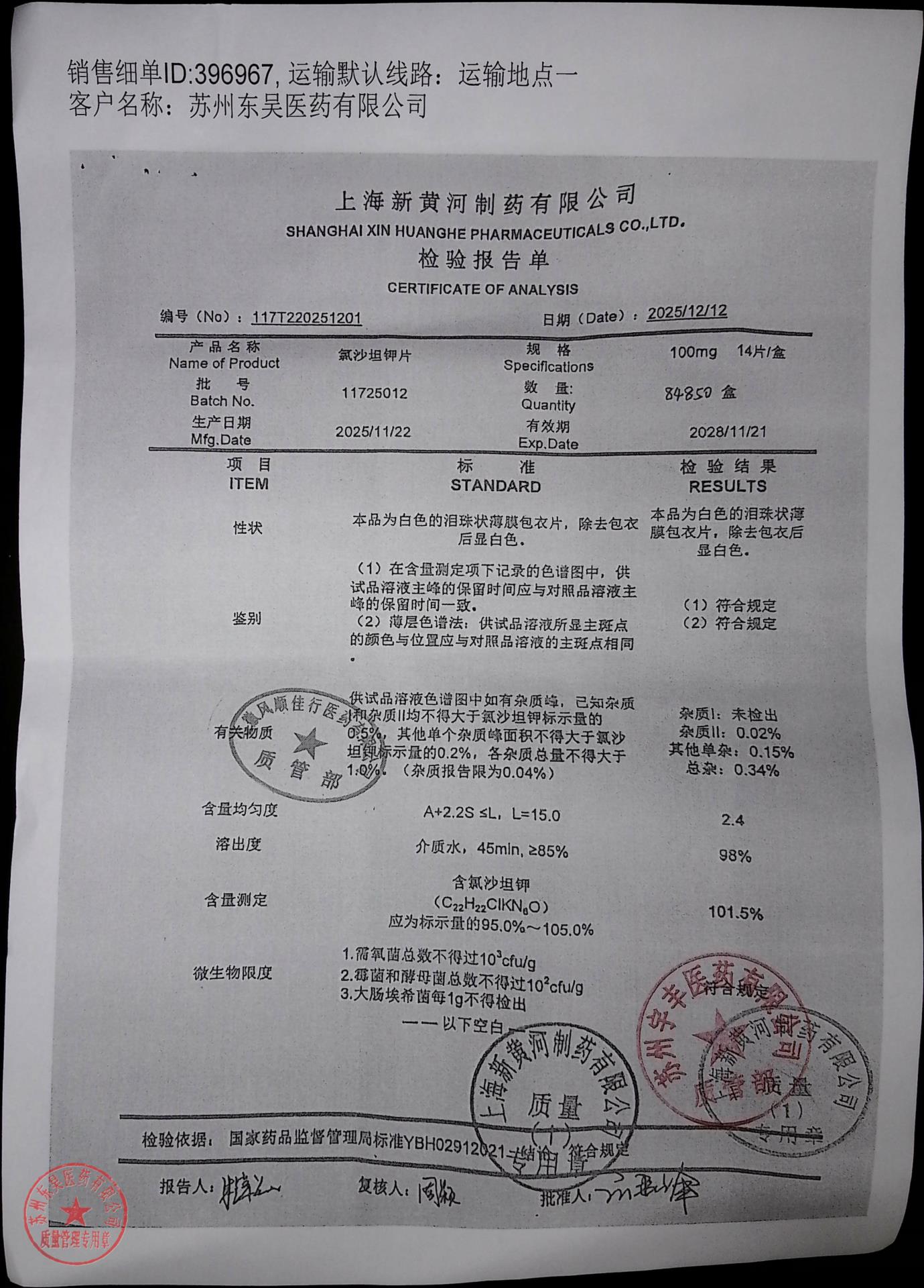 11725012氯沙坦钾片