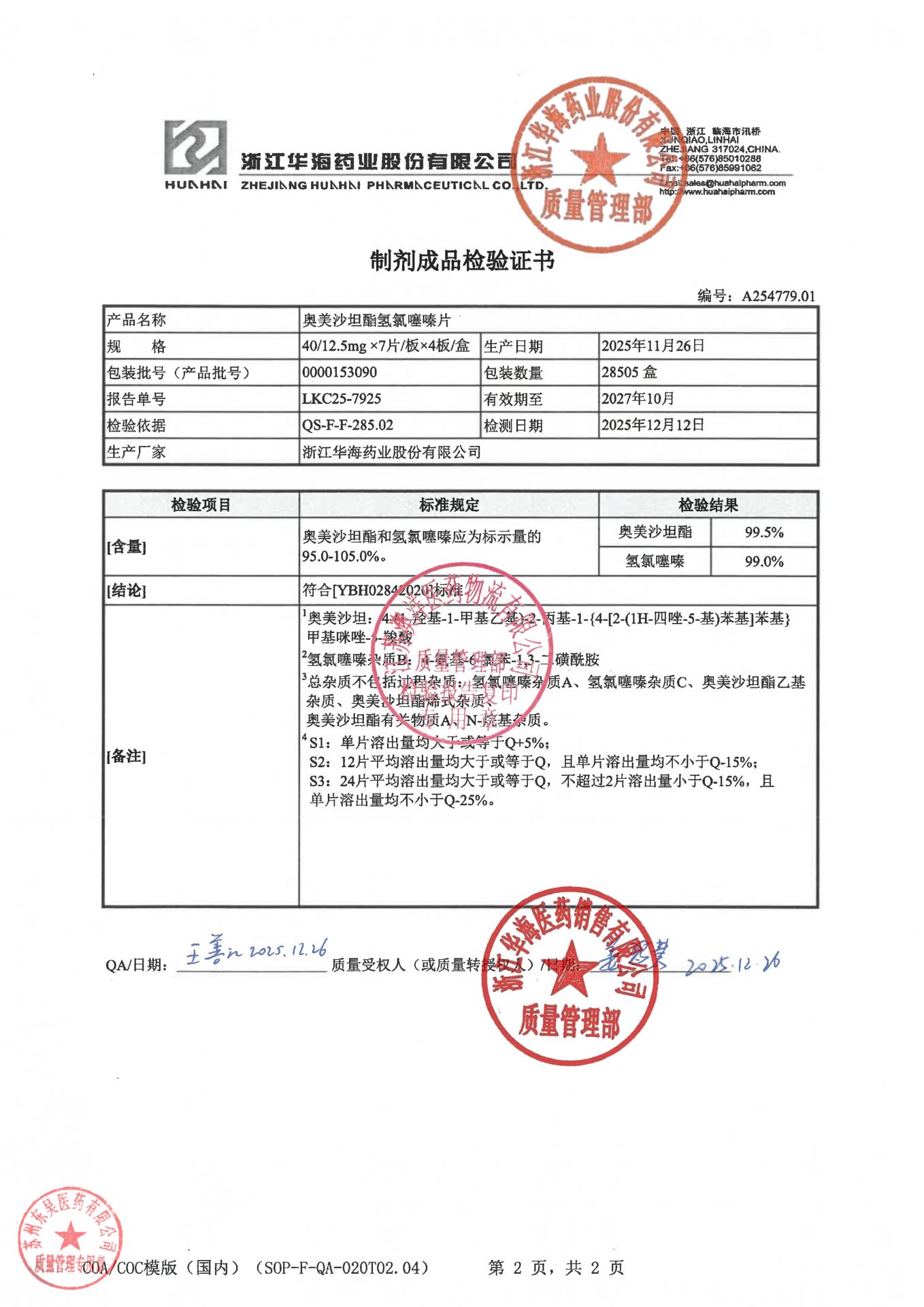 0000153090奥美沙坦酯氢氯噻嗪片2