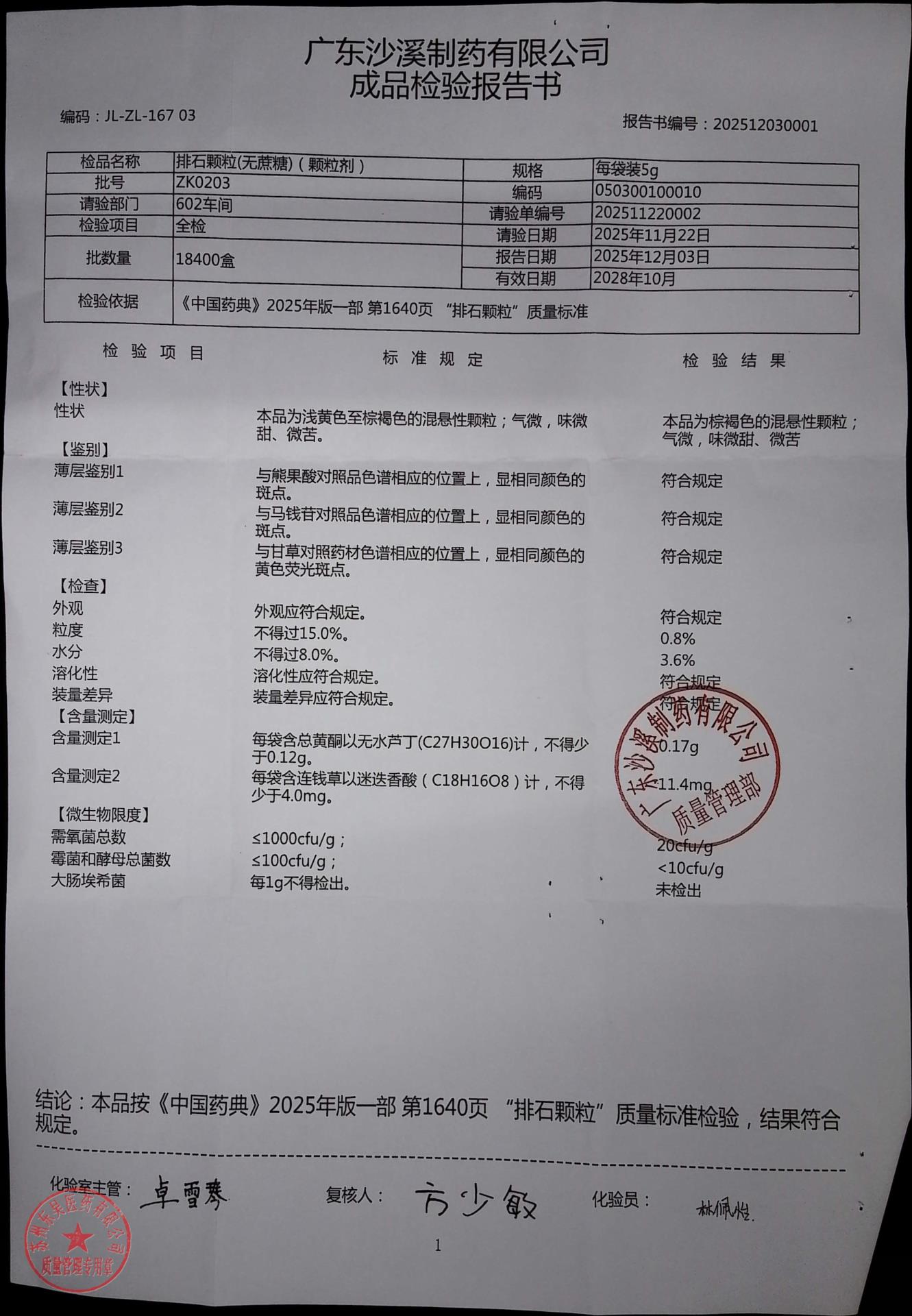 ZK0203排石颗粒（无蔗糖）