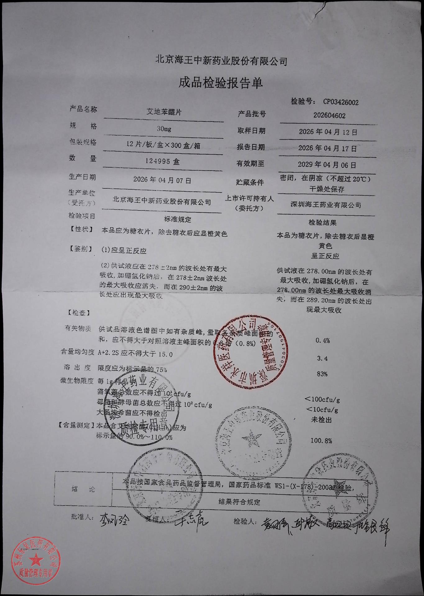 202604602艾地苯醌片2