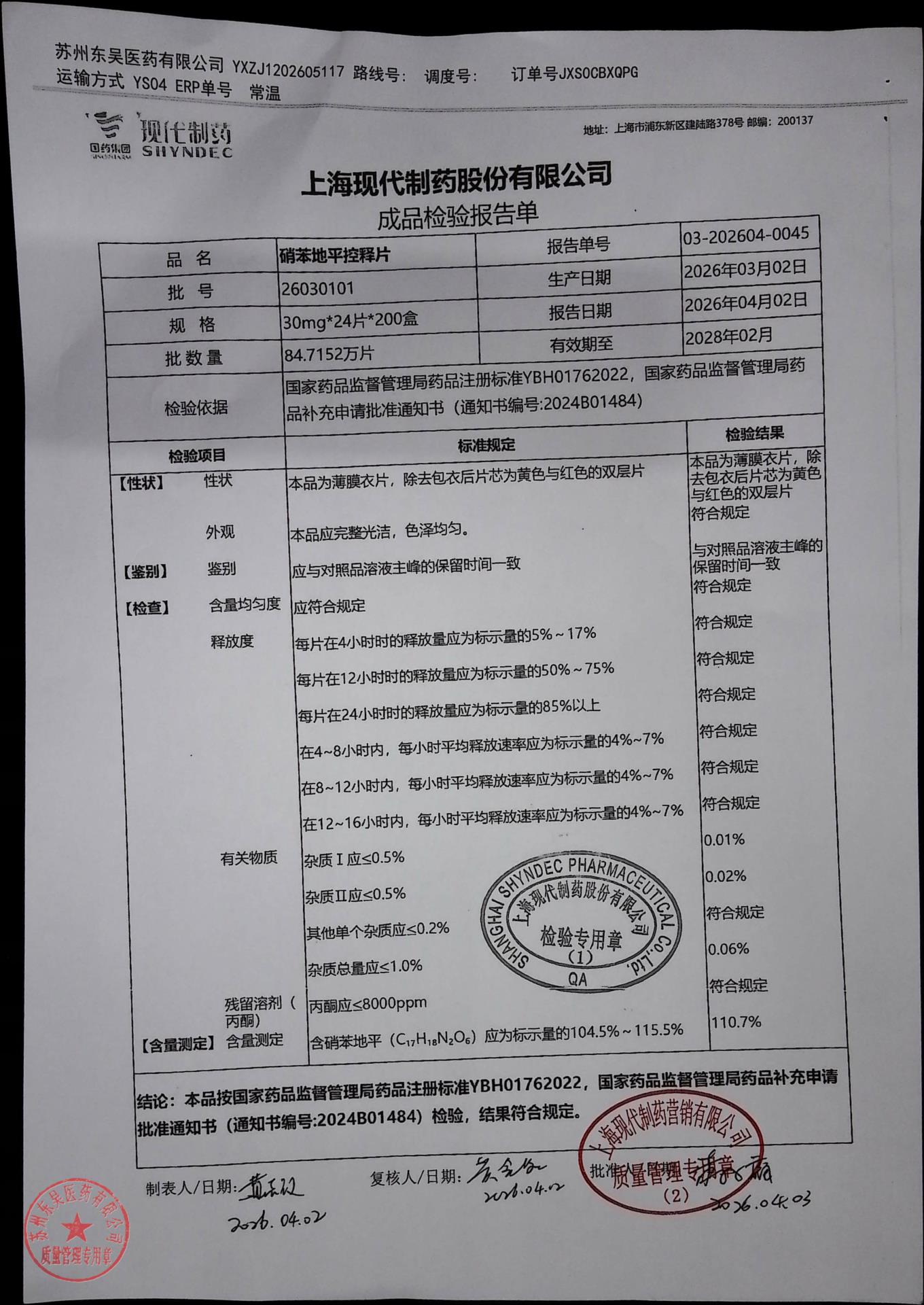 26030101硝苯地平控释片