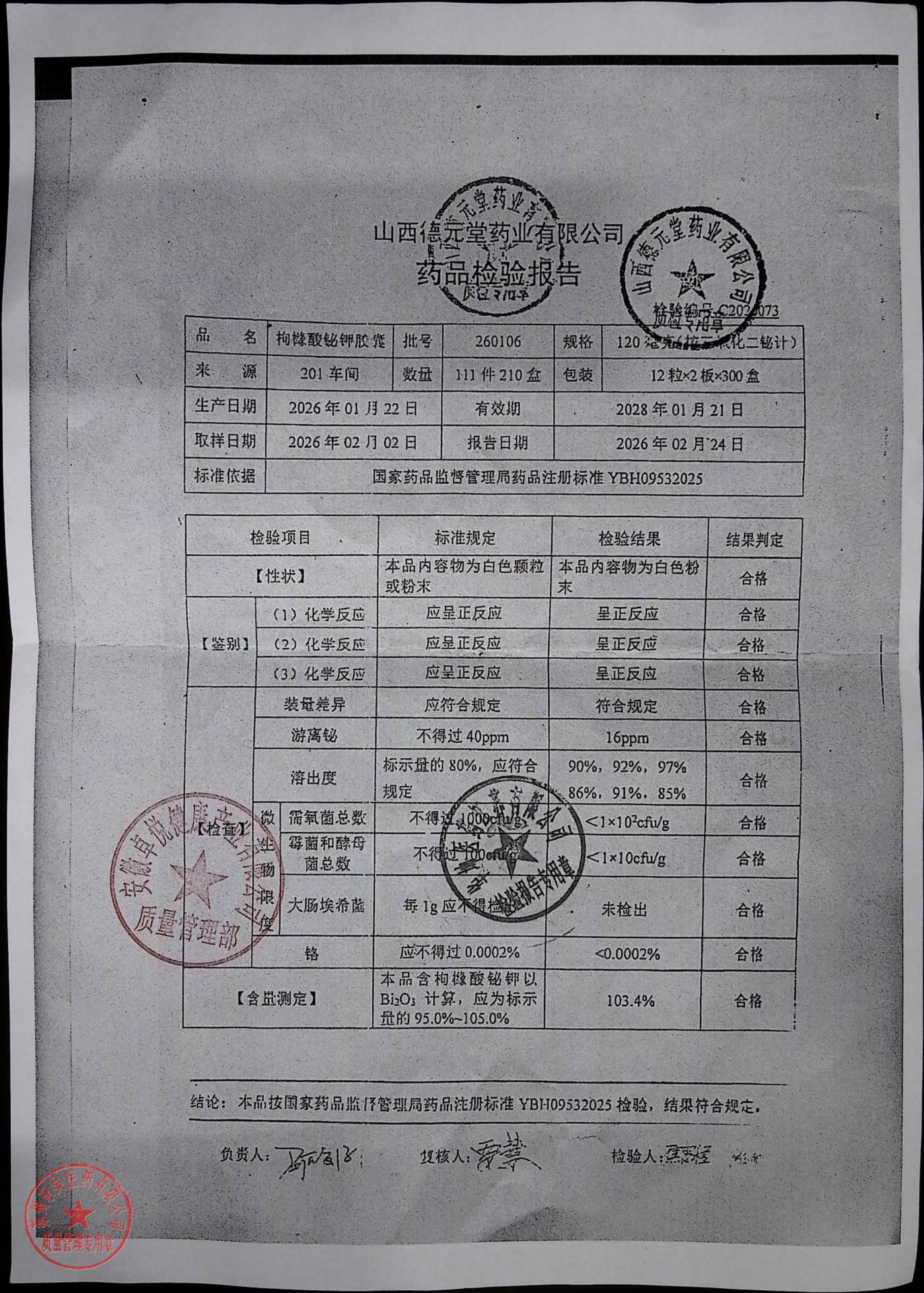 260106枸橼酸铋钾胶囊