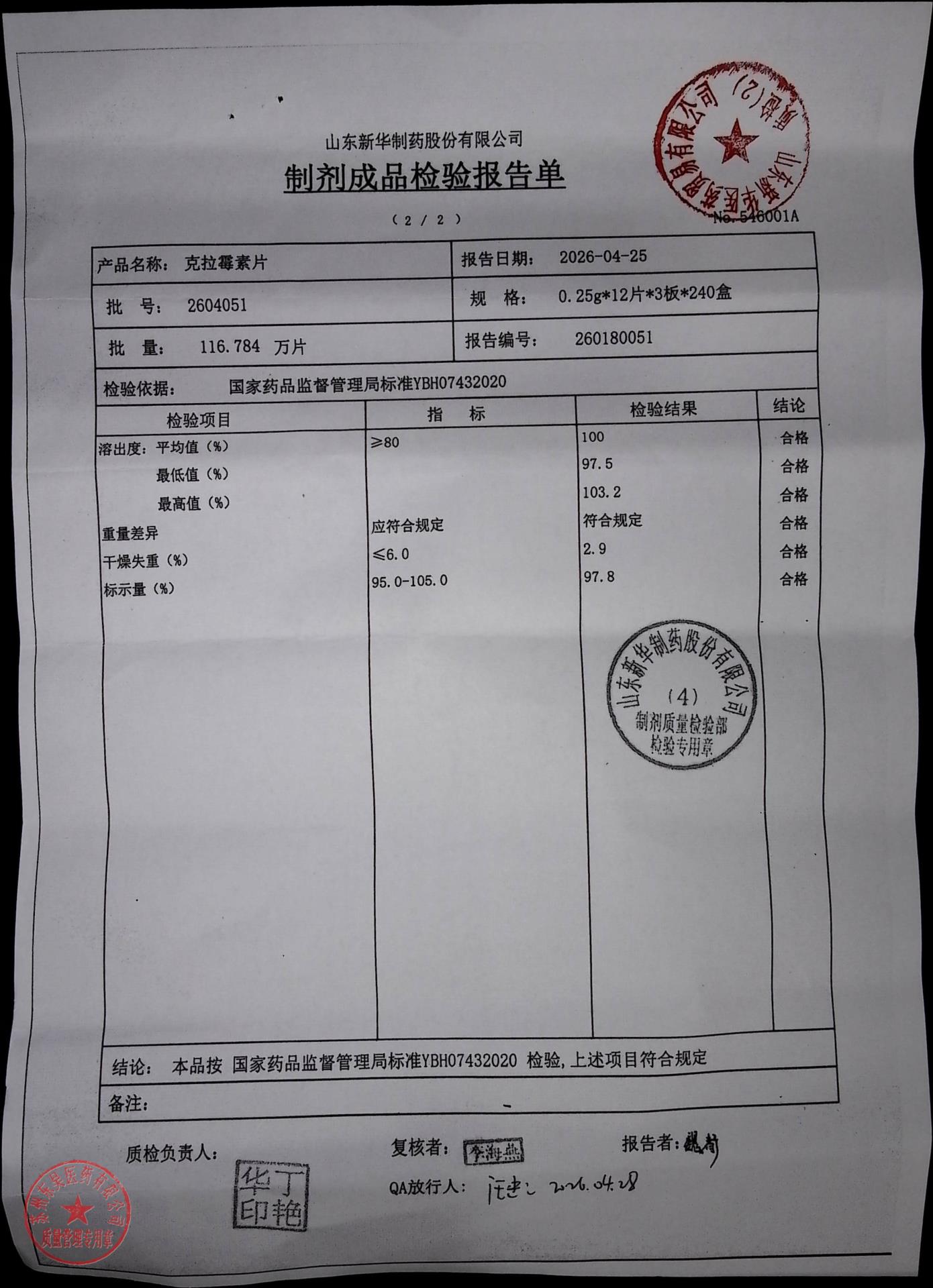 2604051克拉霉素片2