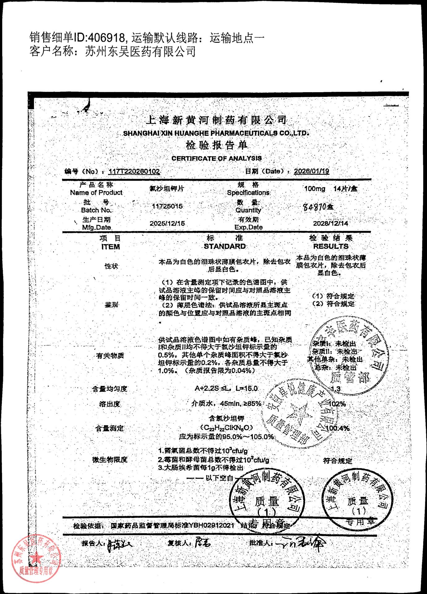 11725015氯沙坦钾片