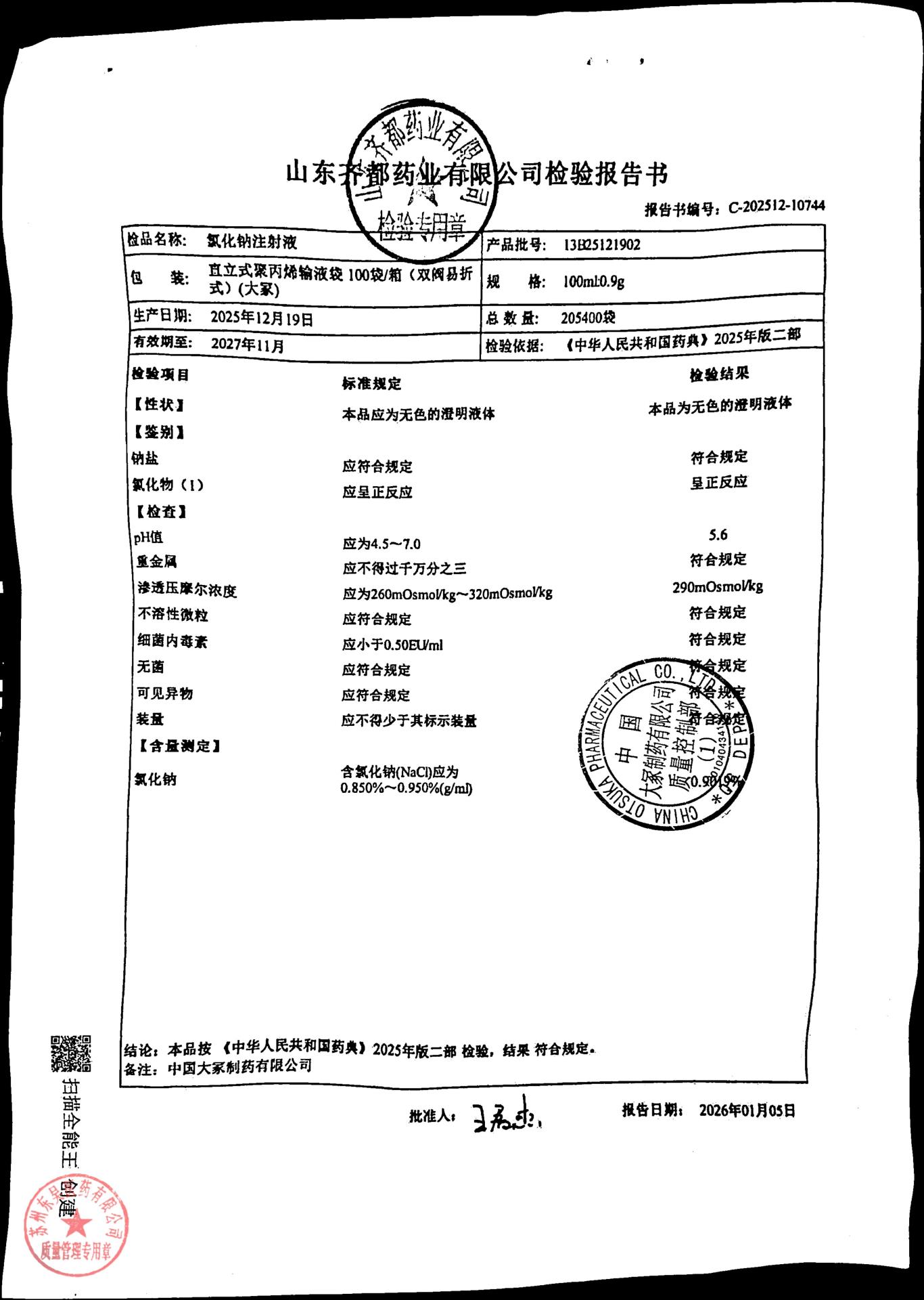 13B25121902氯化钠注射液