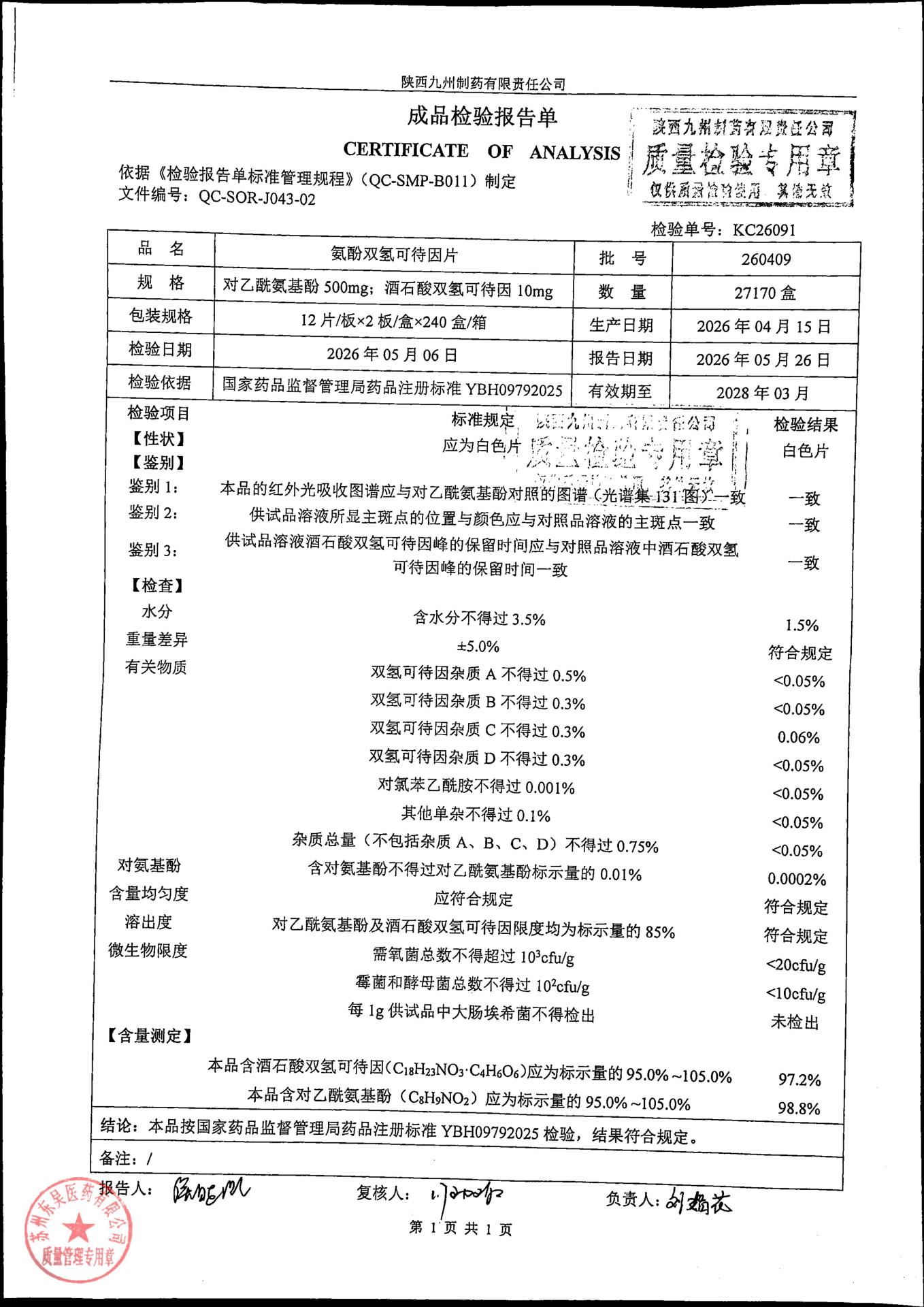 260409氨酚双氢可待因片