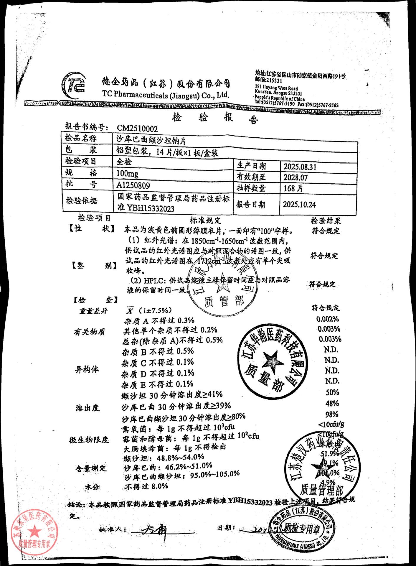 A1250809沙库巴曲缬沙坦钠片