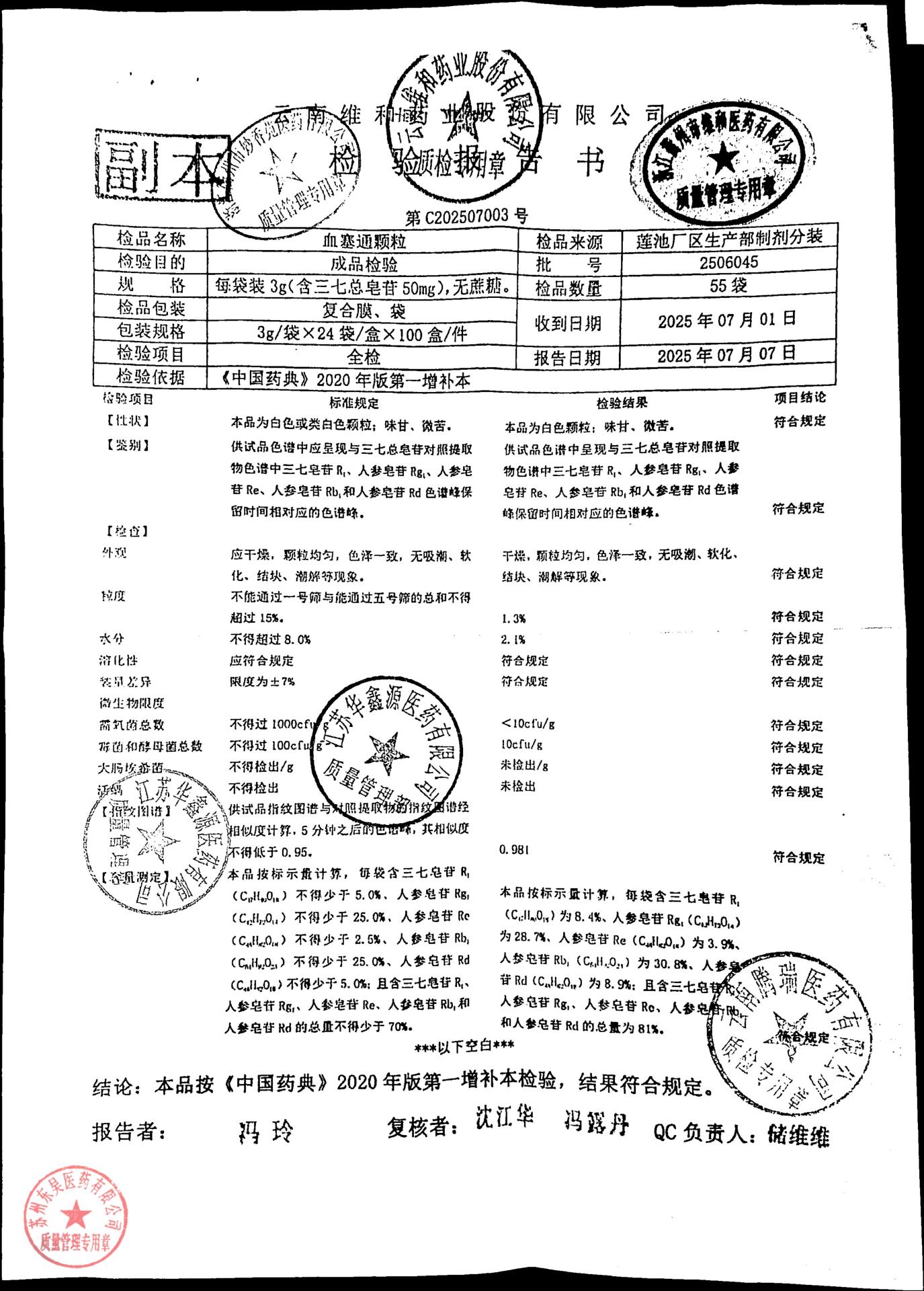 2506045血塞通颗粒