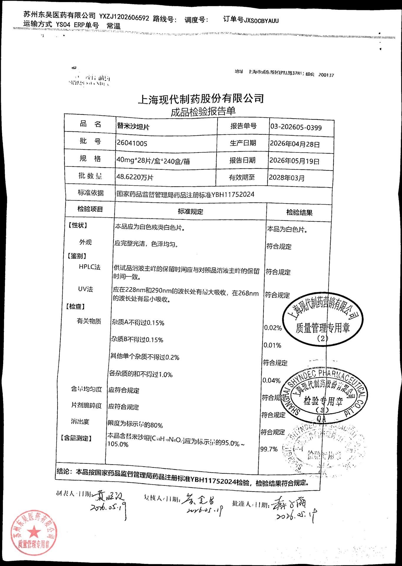 26041005替米沙坦片
