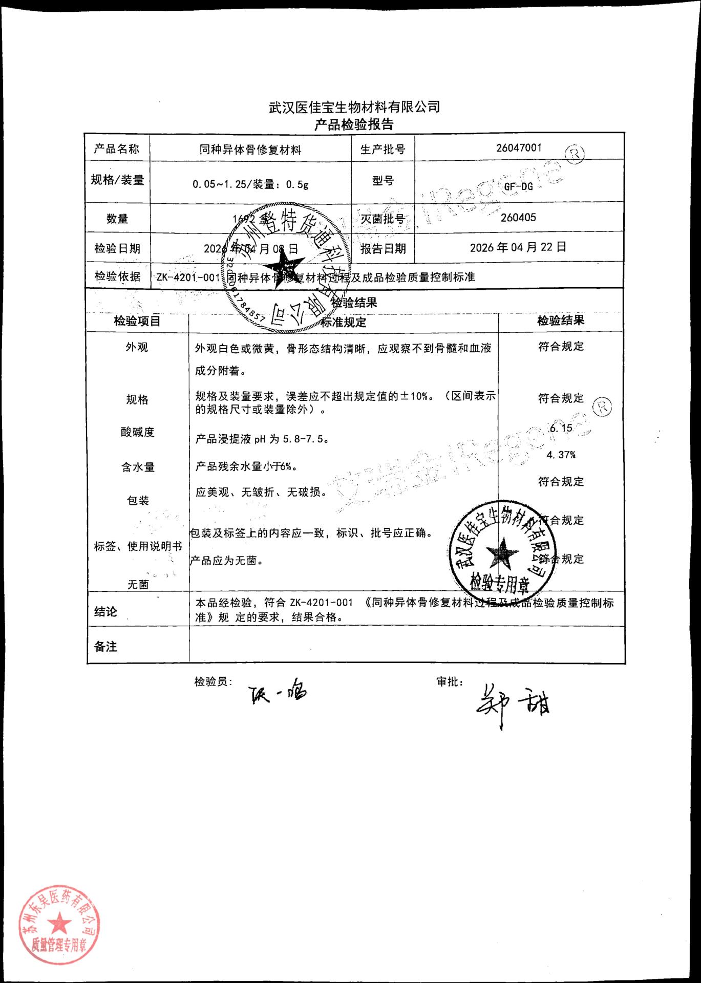 26047001同种异体骨修复材料