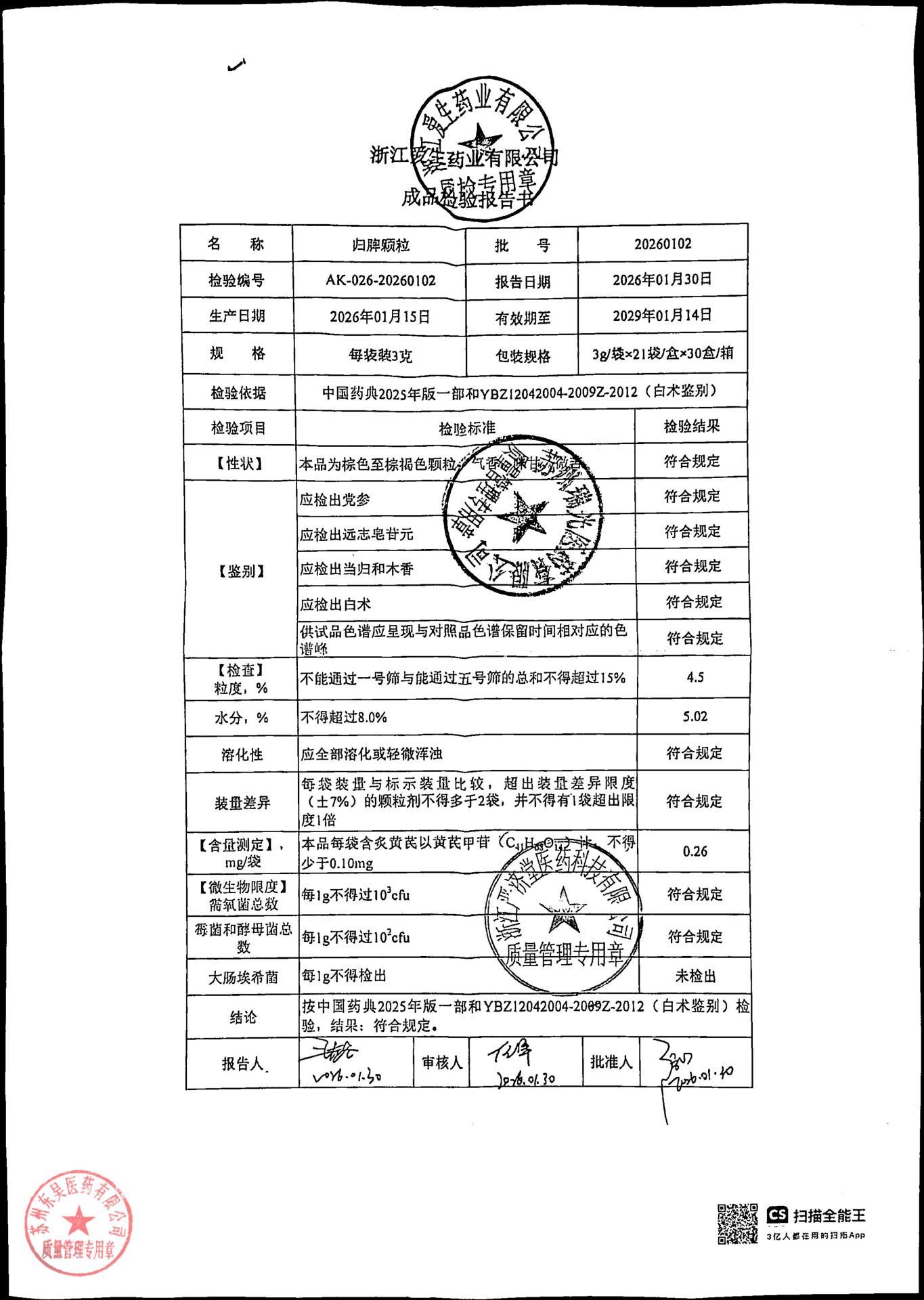 20260102归脾颗粒