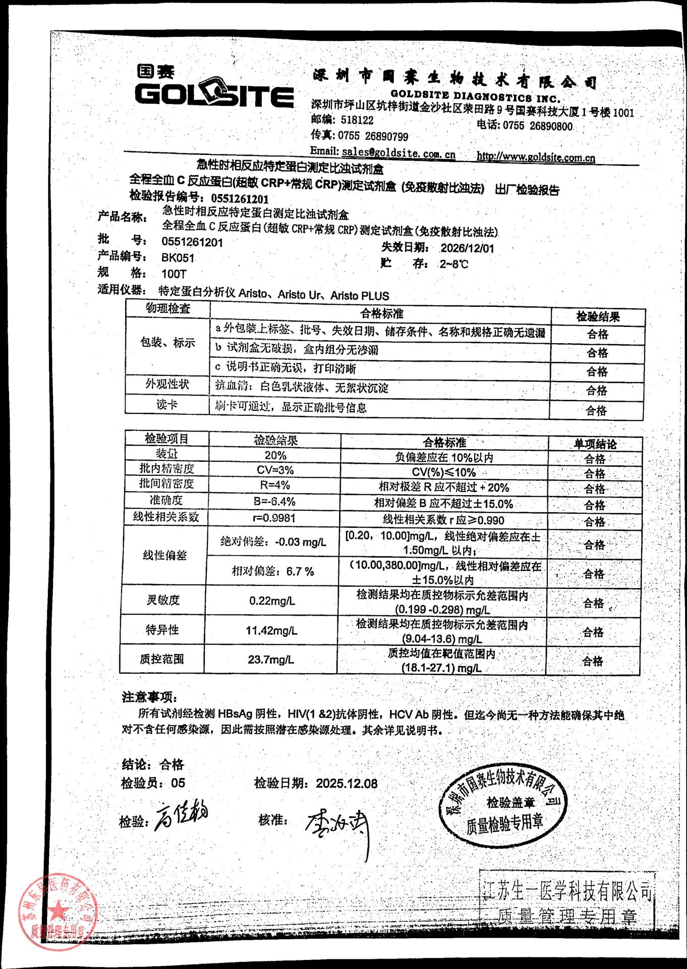 0551261201急性时相反应特定蛋白测定比浊试剂盒
