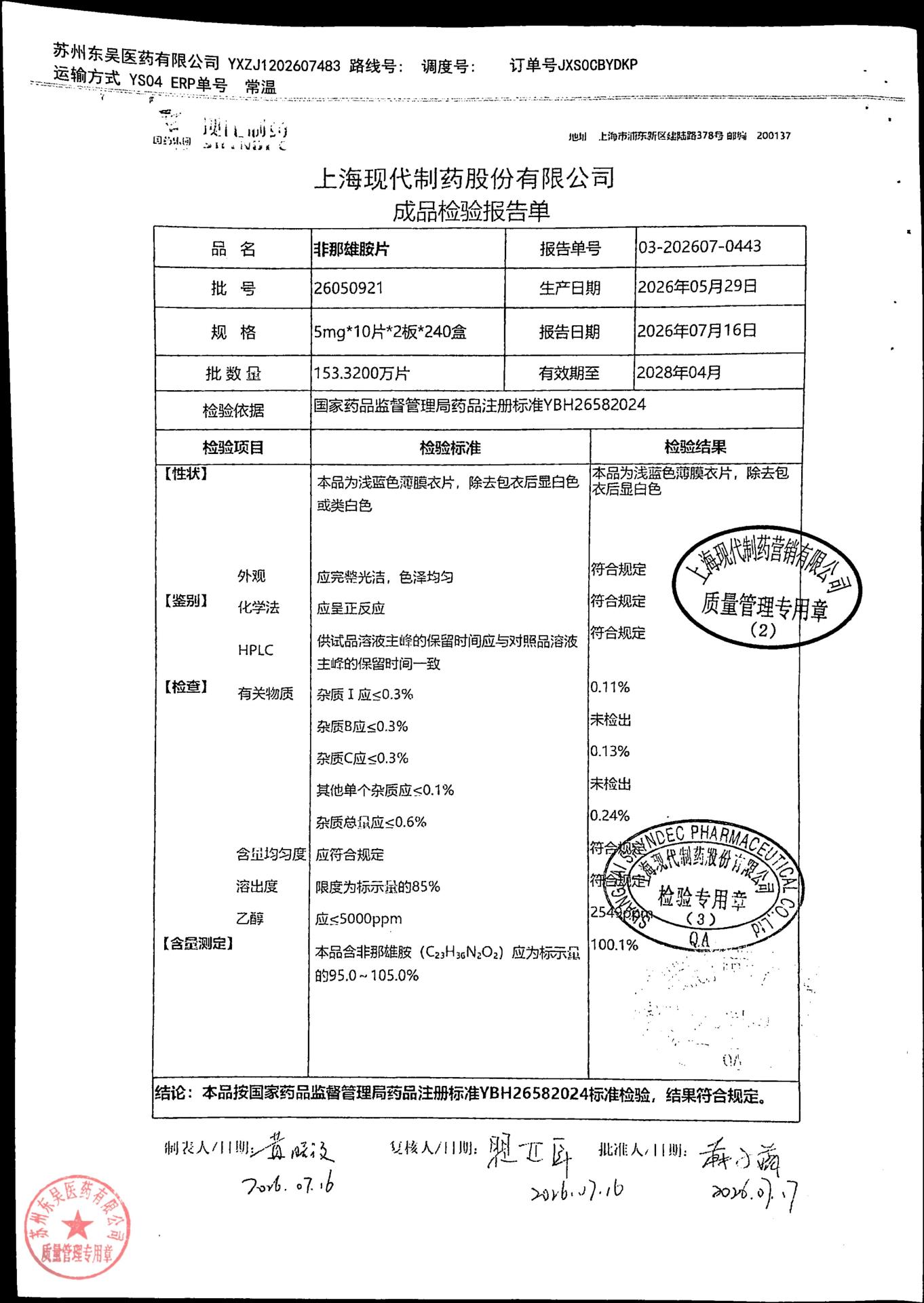 26050921非那雄胺片