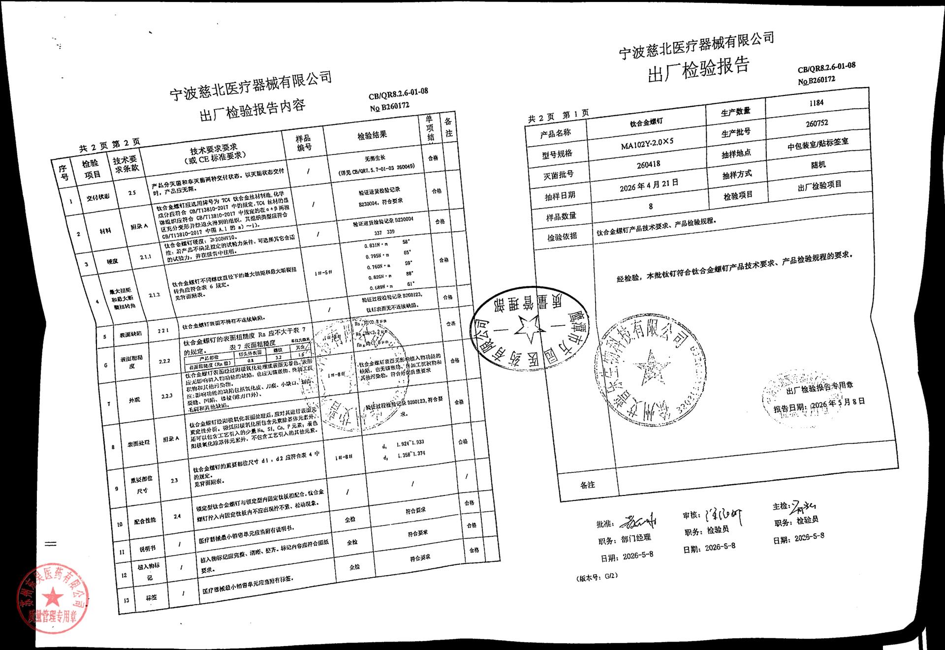 260752钛合金螺钉