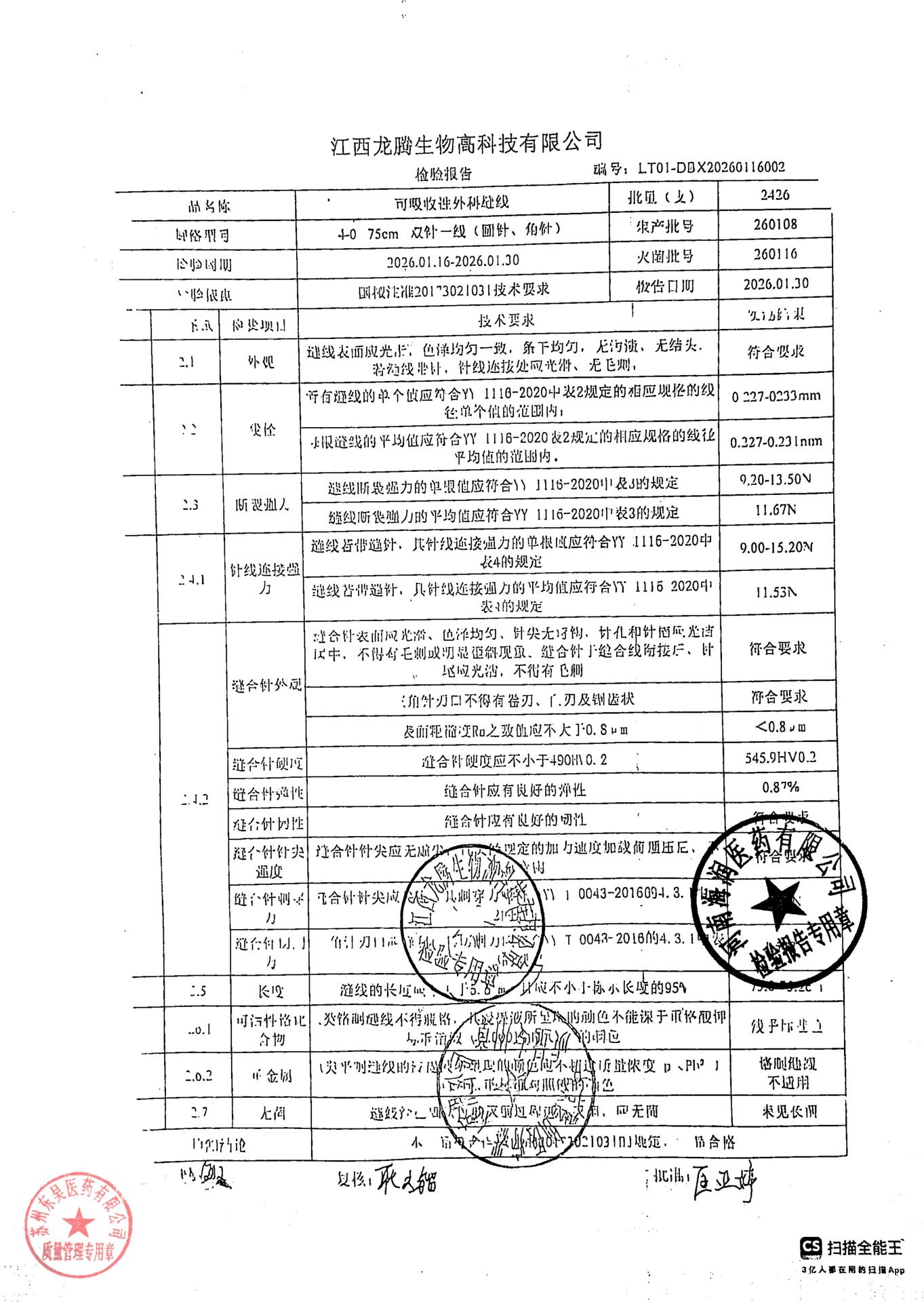 260108可吸收性外科缝线
