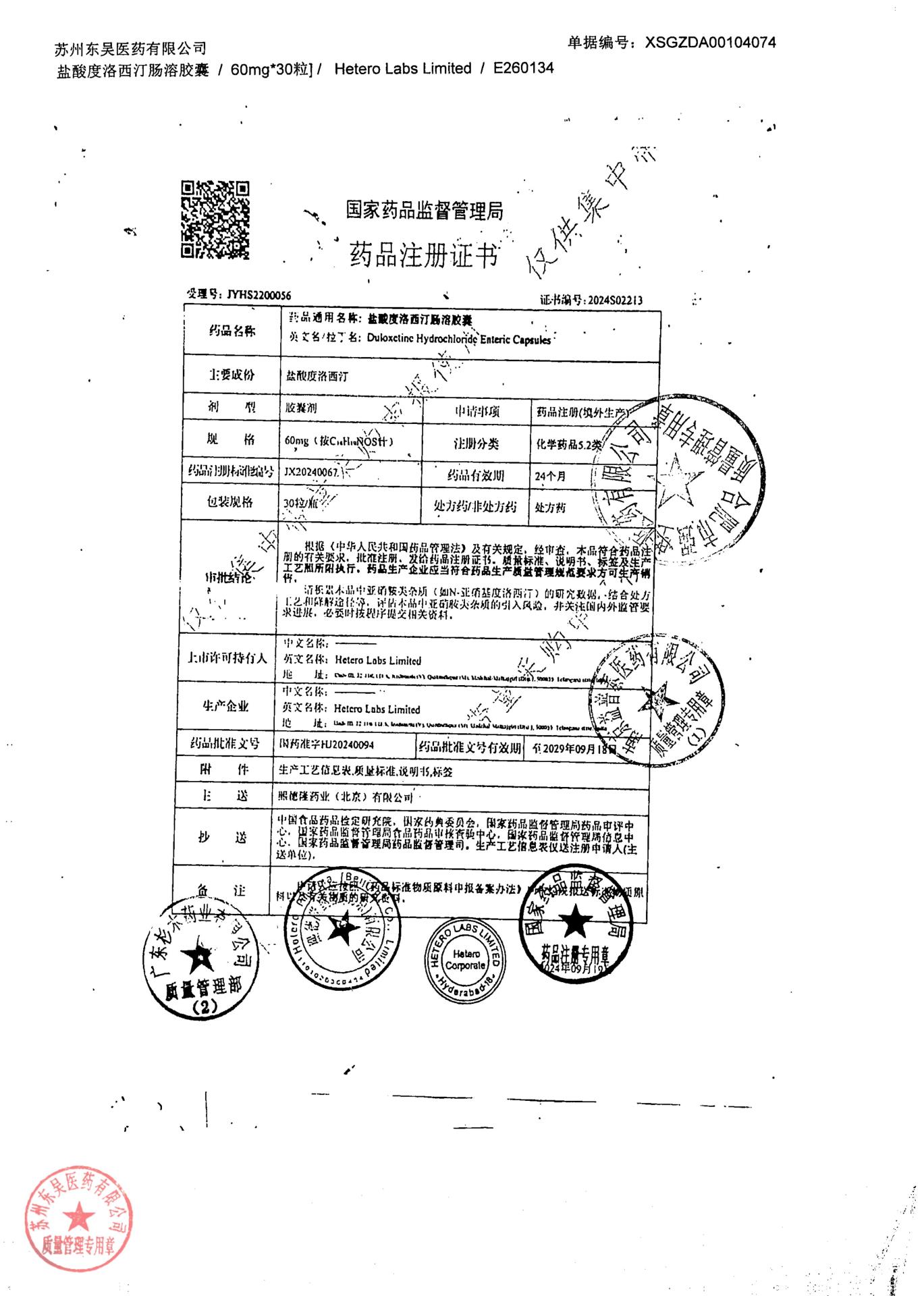 E260134盐酸度洛西汀胶囊2