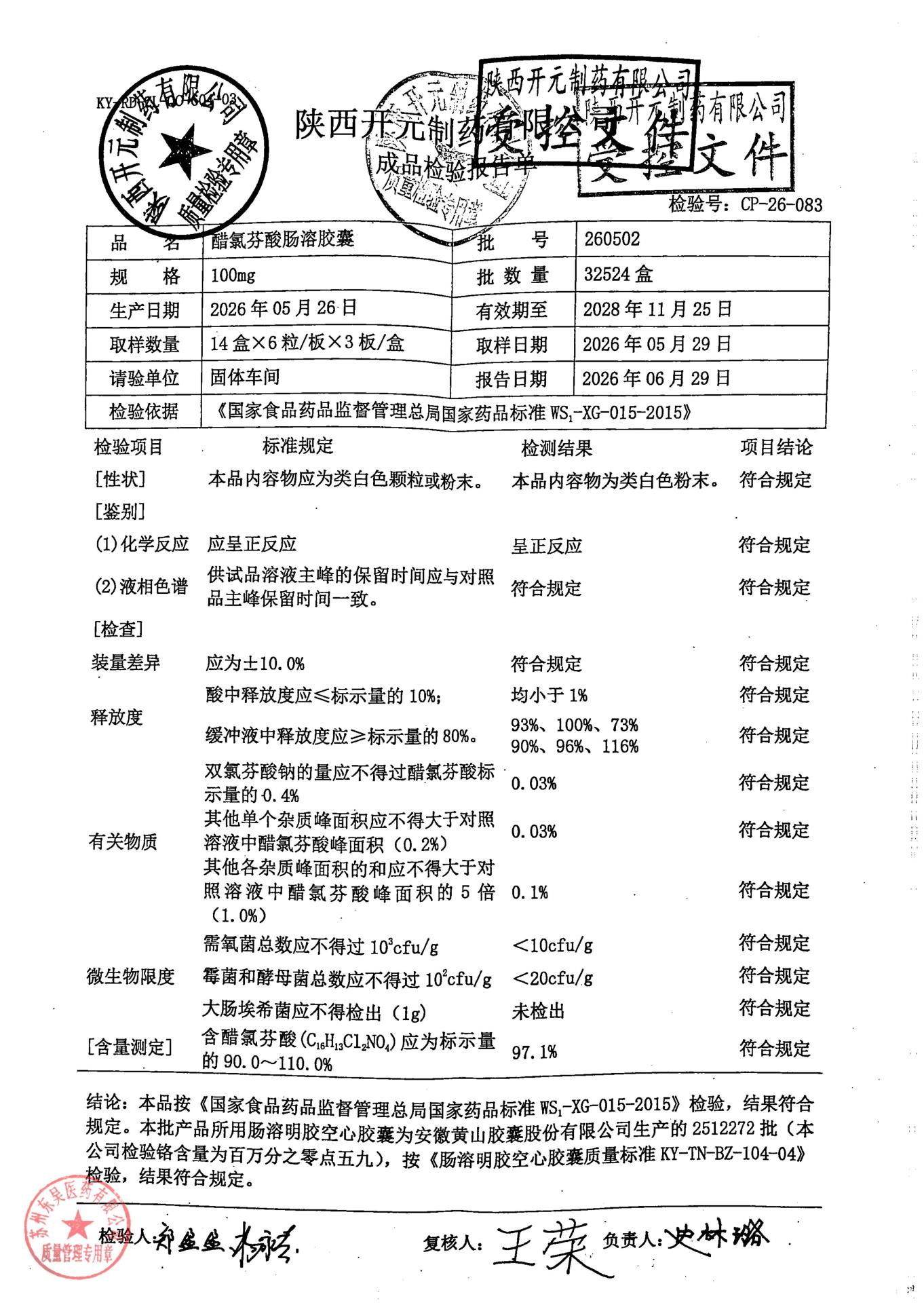 260502醋氯芬酸肠溶胶囊