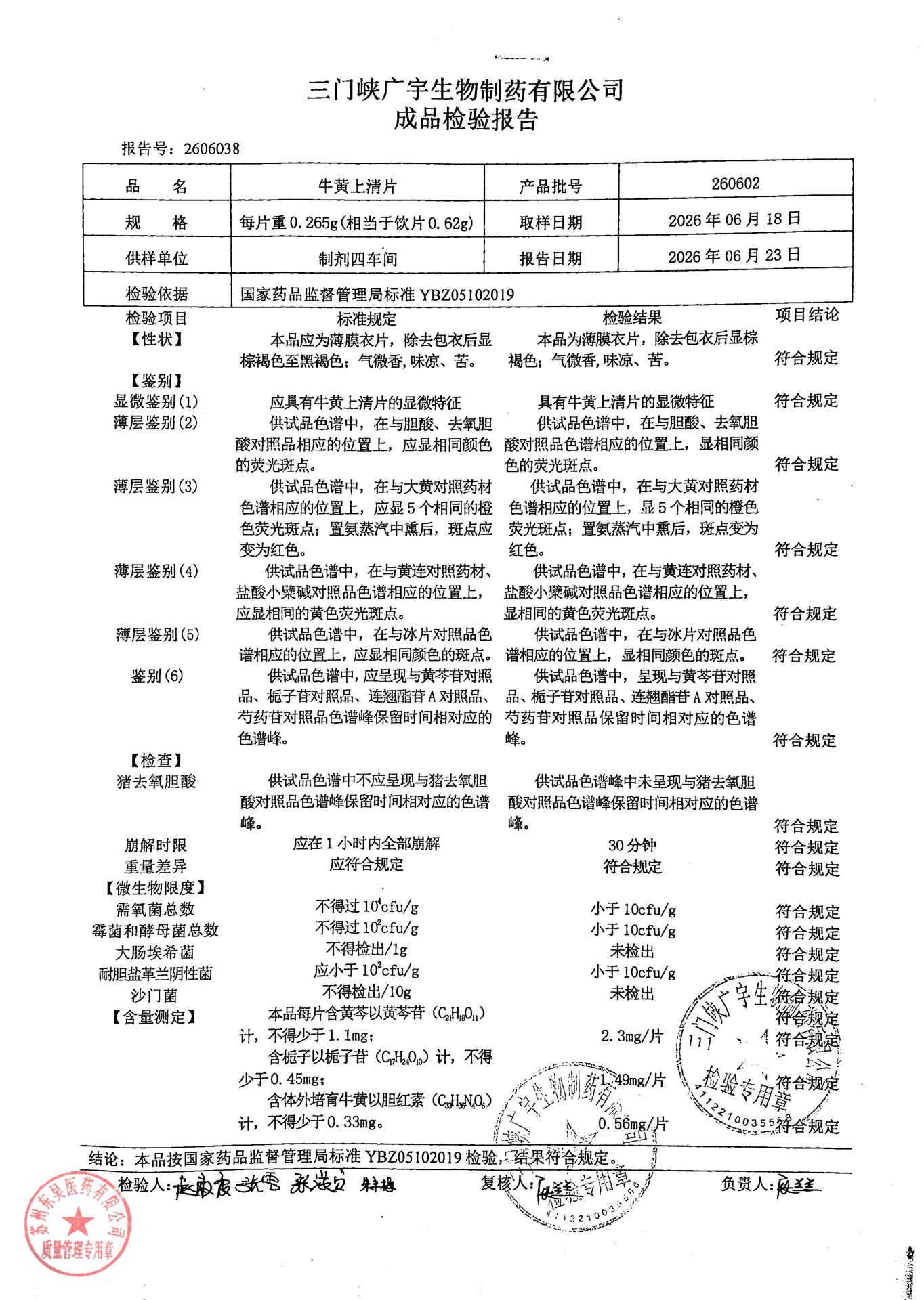 260602牛黄上清片