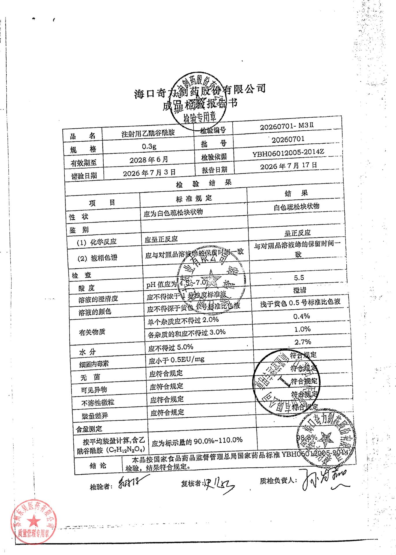 20260701注射用乙酰谷酰胺
