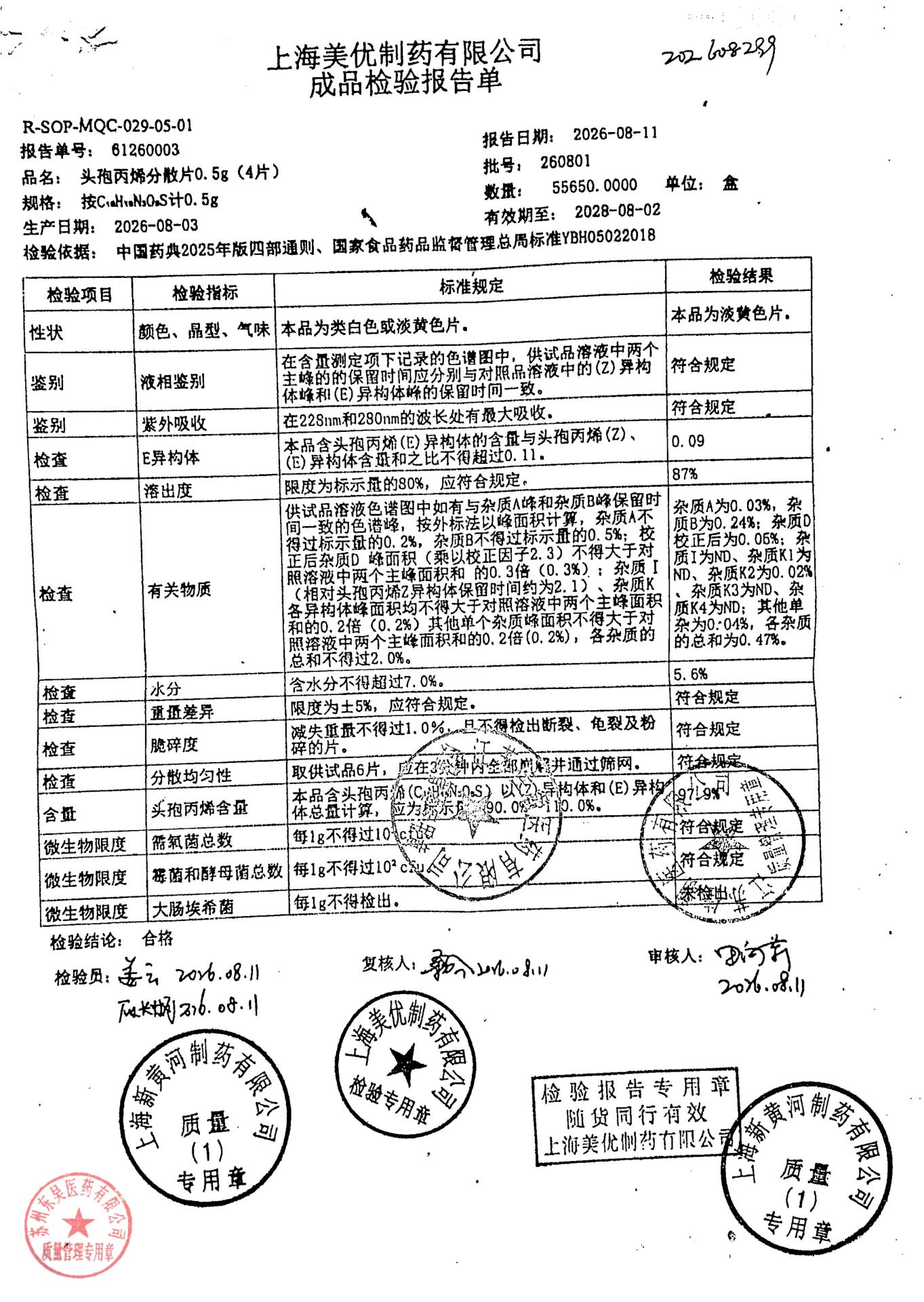 260801头孢丙烯分散片