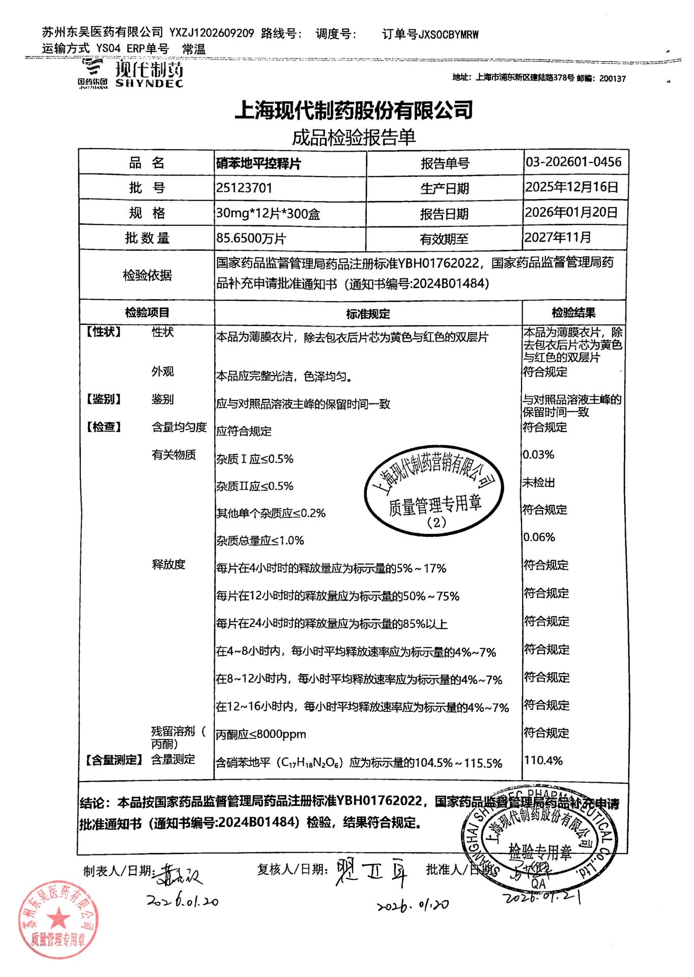 25123701硝苯地平控释片