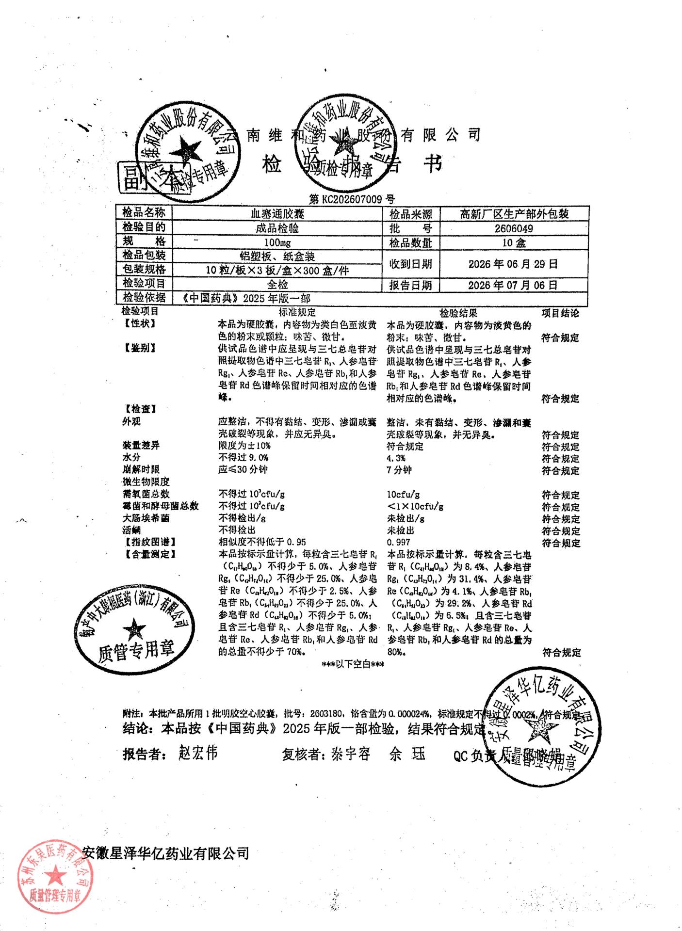2606049血塞通胶囊