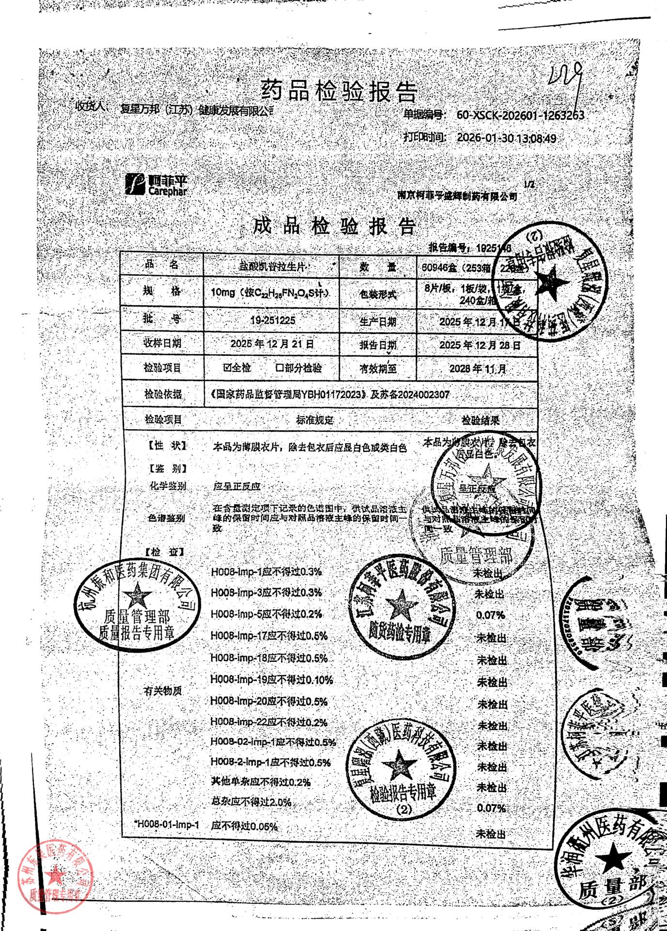 19-251225盐酸凯普拉生片1