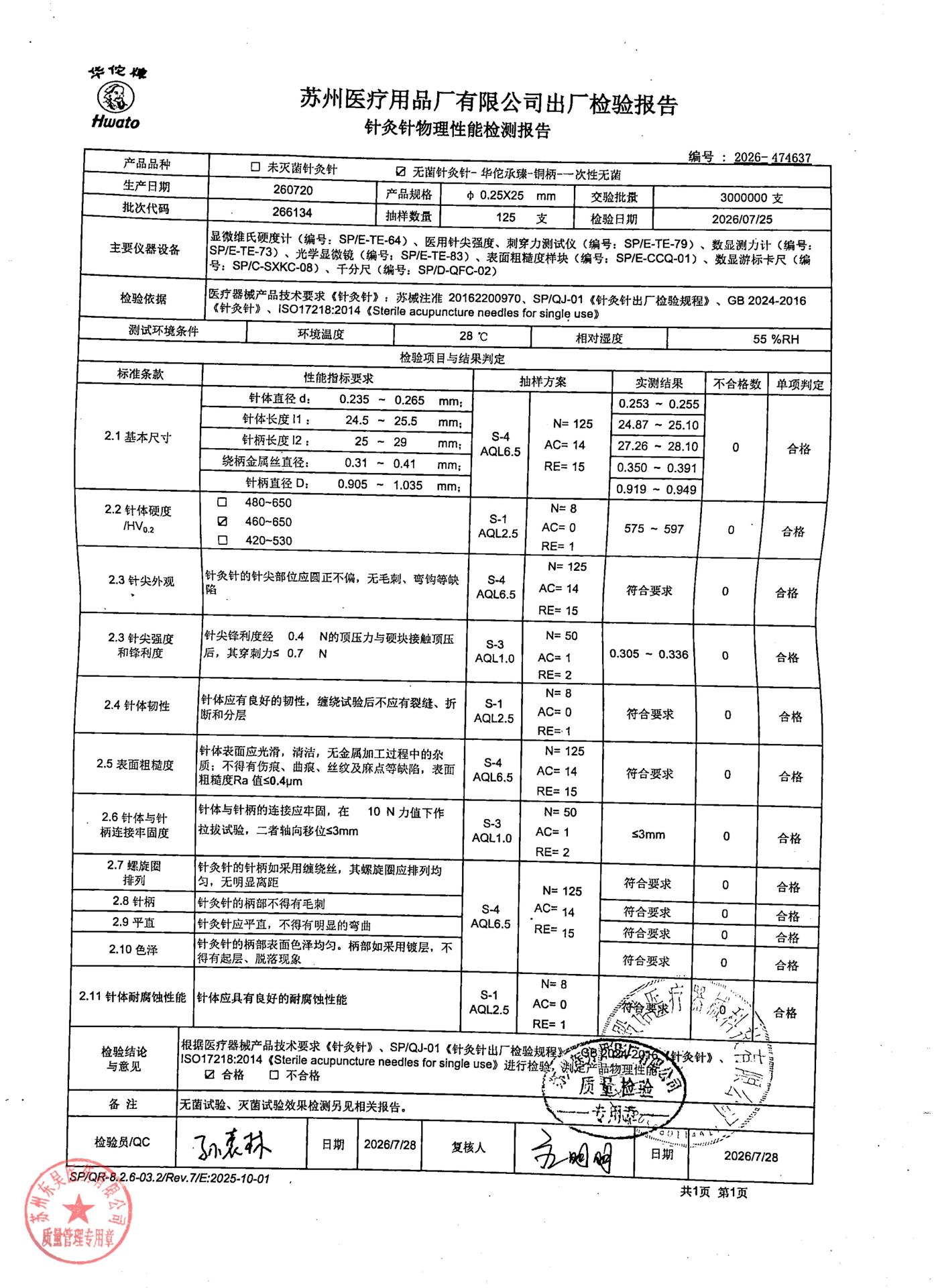 260720针灸针